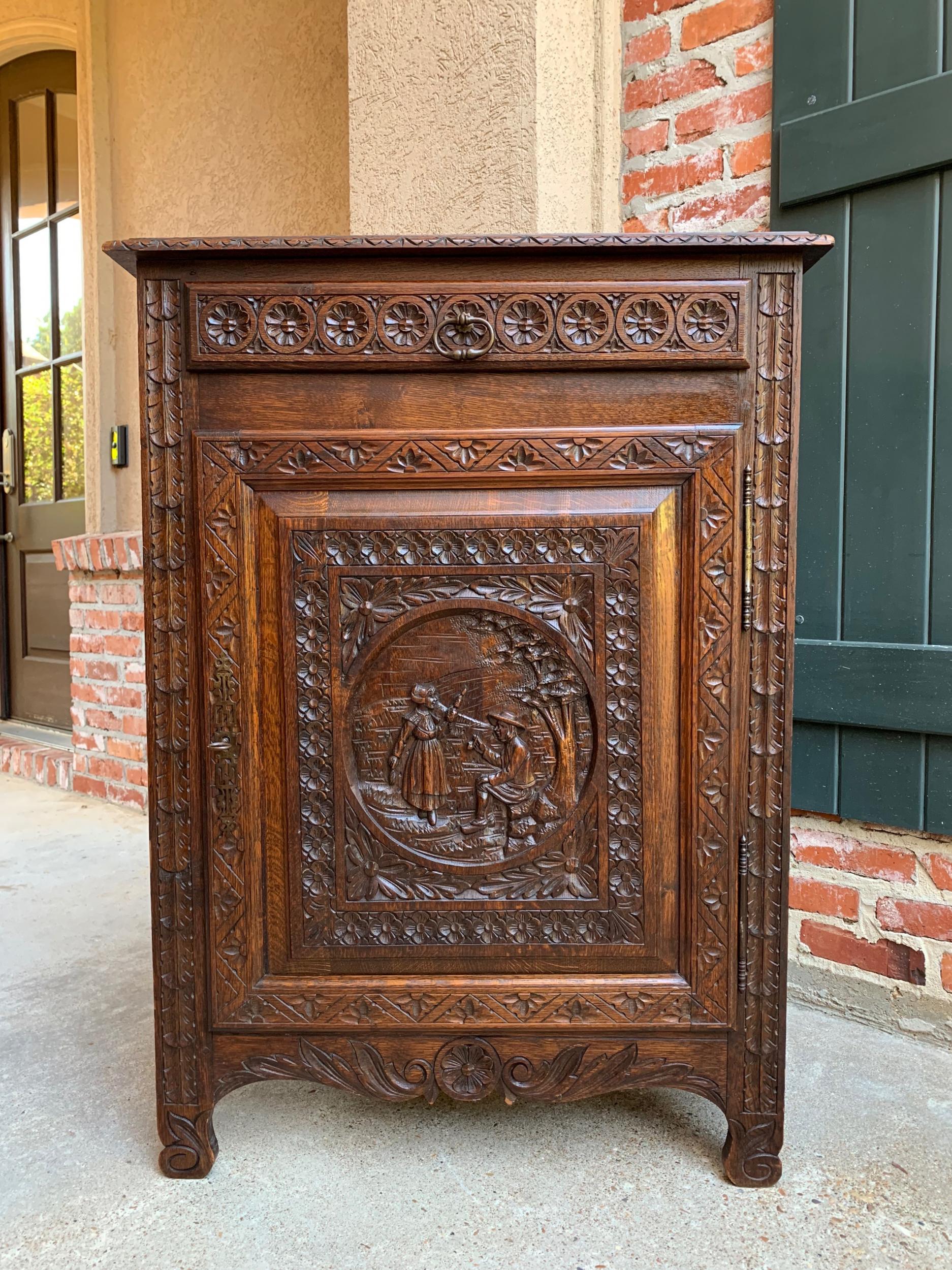 19th century Antique French Carved Oak Confiturier Jam Cabinet Breton Brittany 

~Direct from France~
~Ornately hand carved antique French ‘confiturier’ or jam cabinet~
~These cabinets are one of your most requested antiques, as they have so