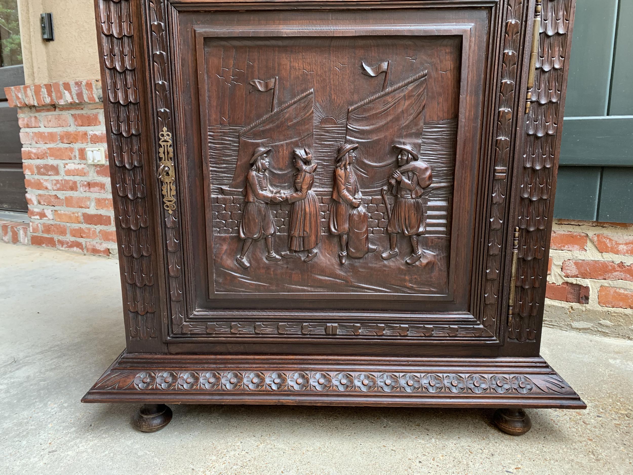 19th Century Antique French Carved Oak Confiturier Jam Cabinet Breton Brittany In Good Condition In Shreveport, LA