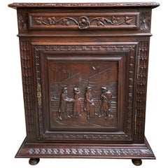 19th Century Antique French Carved Oak Confiturier Jam Cabinet Breton Brittany
