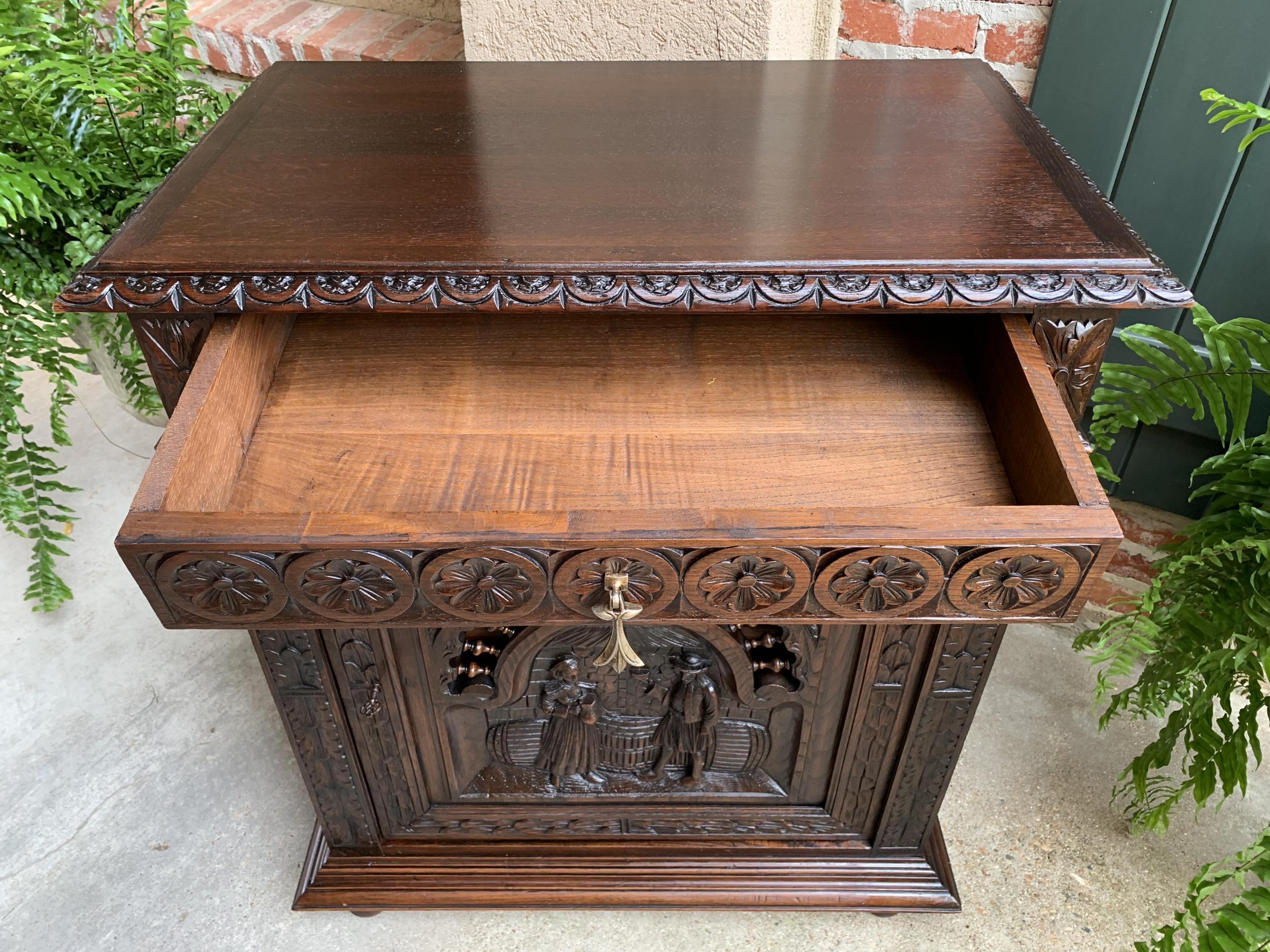 19th Century Antique French Carved Oak Confiturier Wine Cabinet Breton Brittany 6