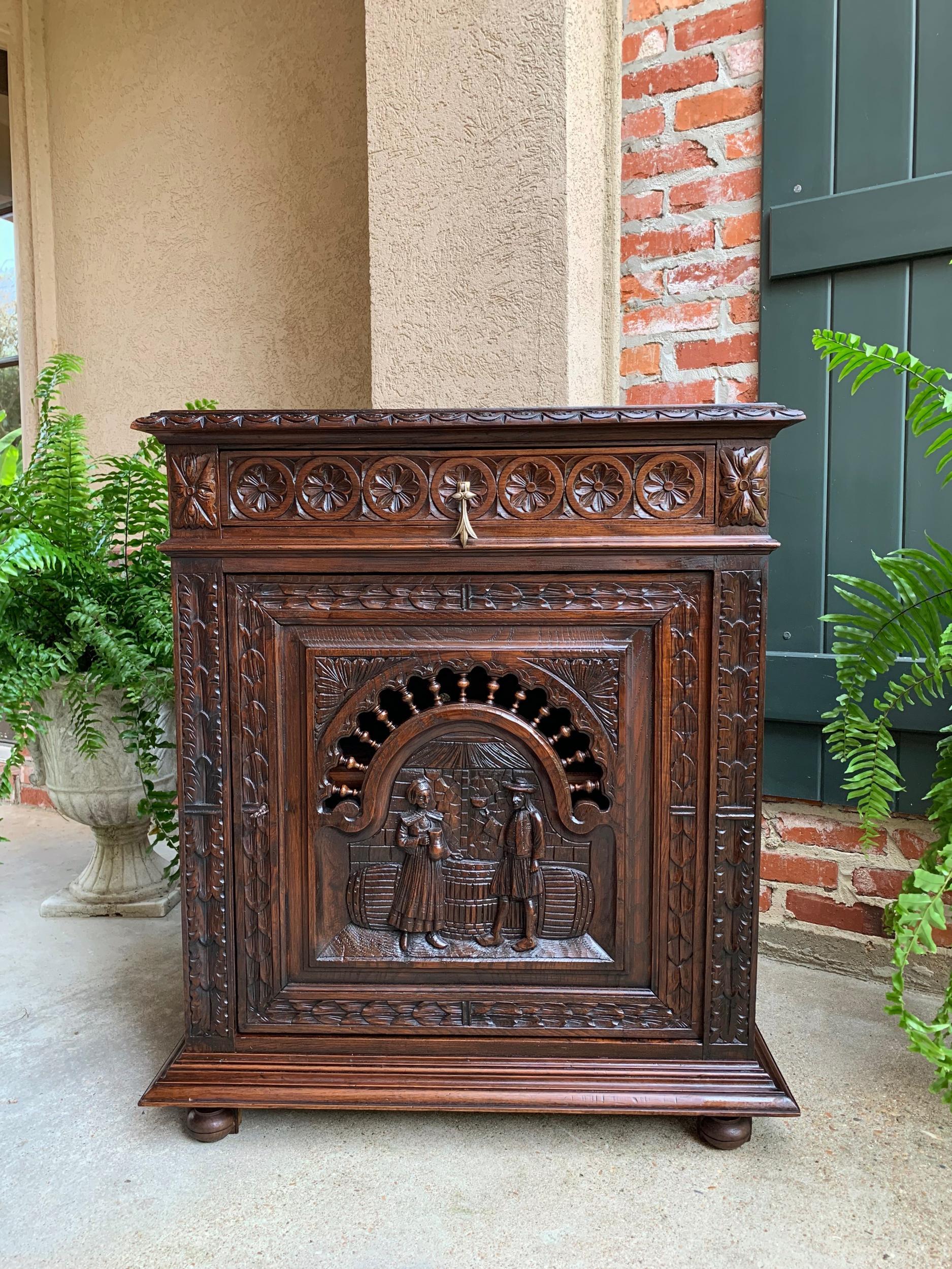 19th Century Antique French Carved Oak Confiturier Wine Cabinet Breton Brittany 9