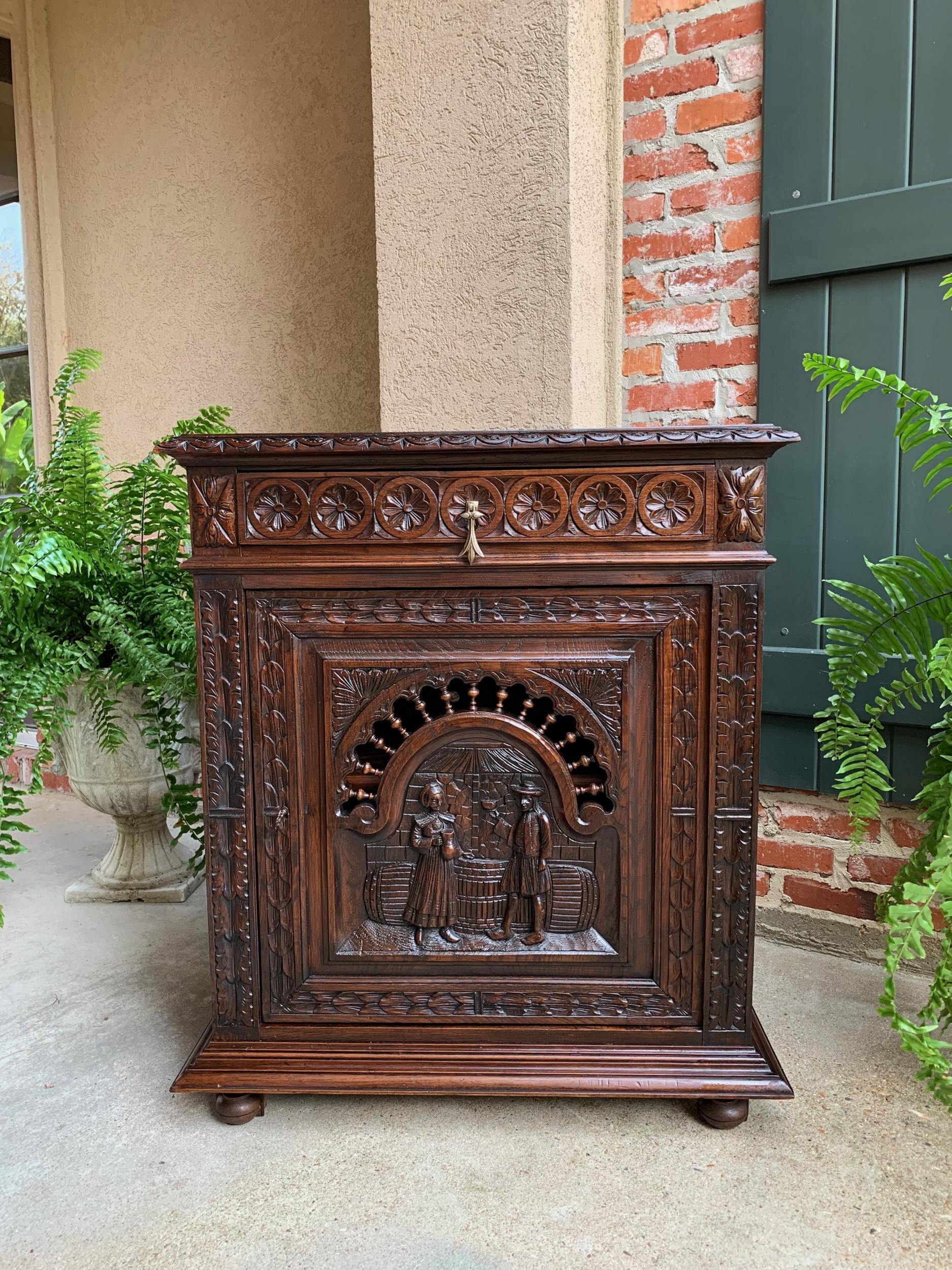 19th Century Antique French Carved Oak Confiturier Wine Cabinet Breton Brittany 10