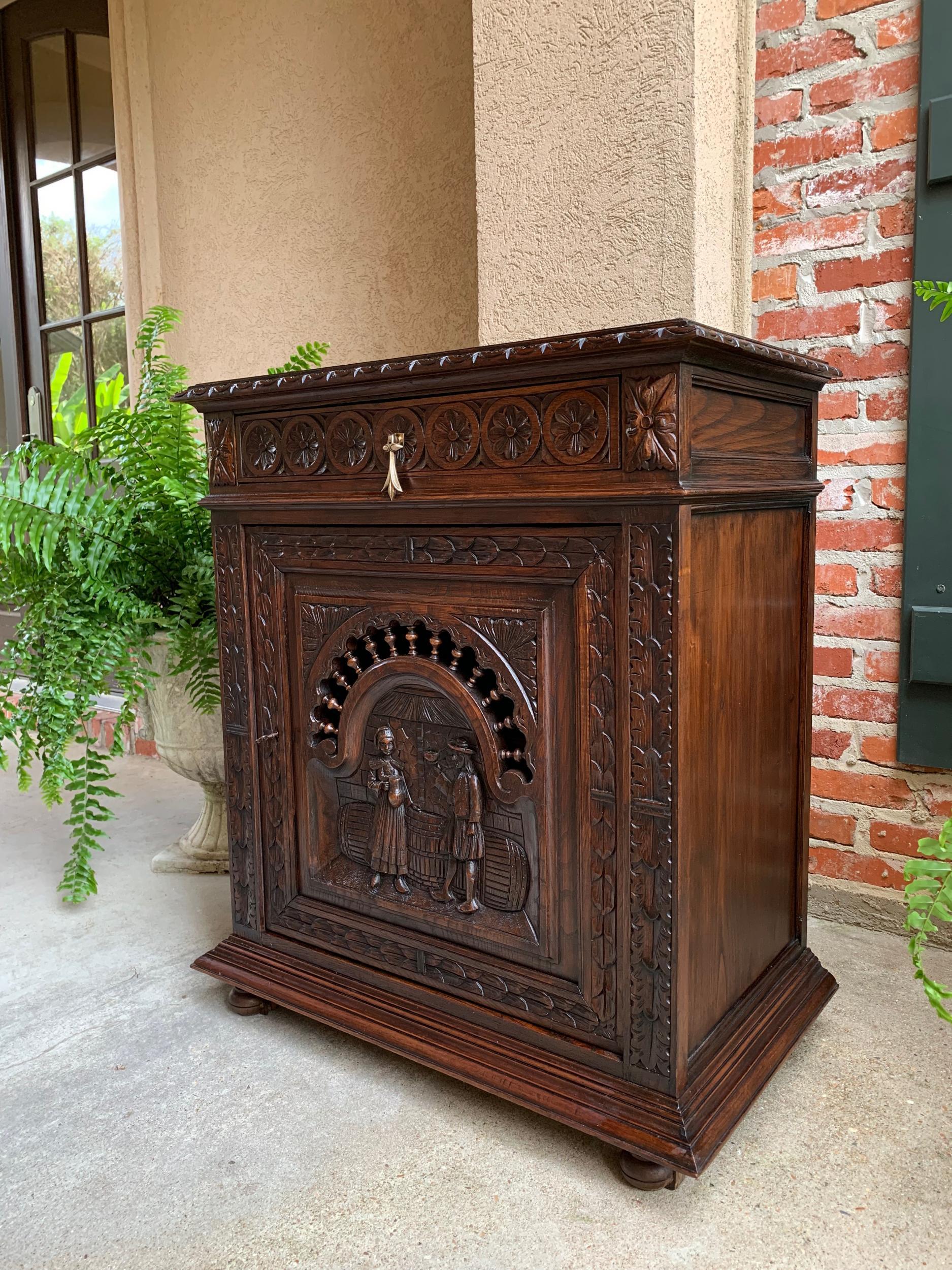 19th Century Antique French Carved Oak Confiturier Wine Cabinet Breton Brittany 11