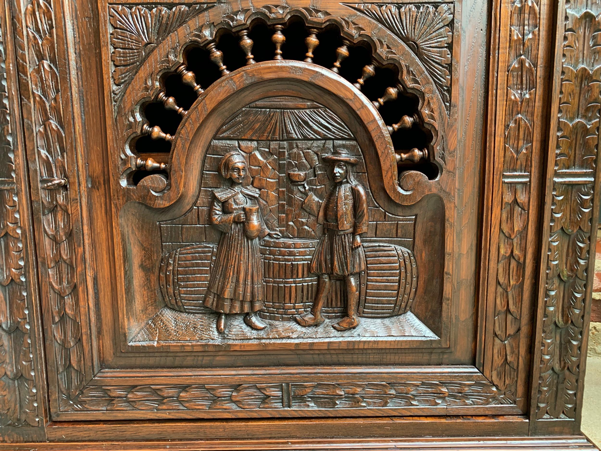 19th Century Antique French Carved Oak Confiturier Wine Cabinet Breton Brittany 13