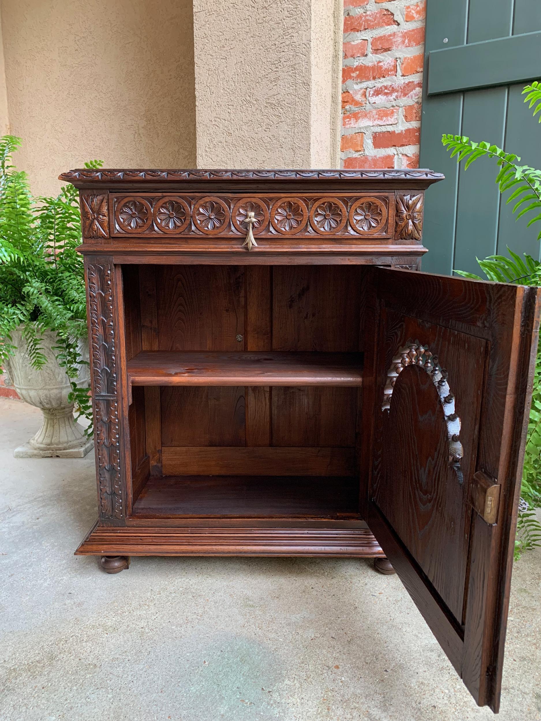 19th Century Antique French Carved Oak Confiturier Wine Cabinet Breton Brittany 15