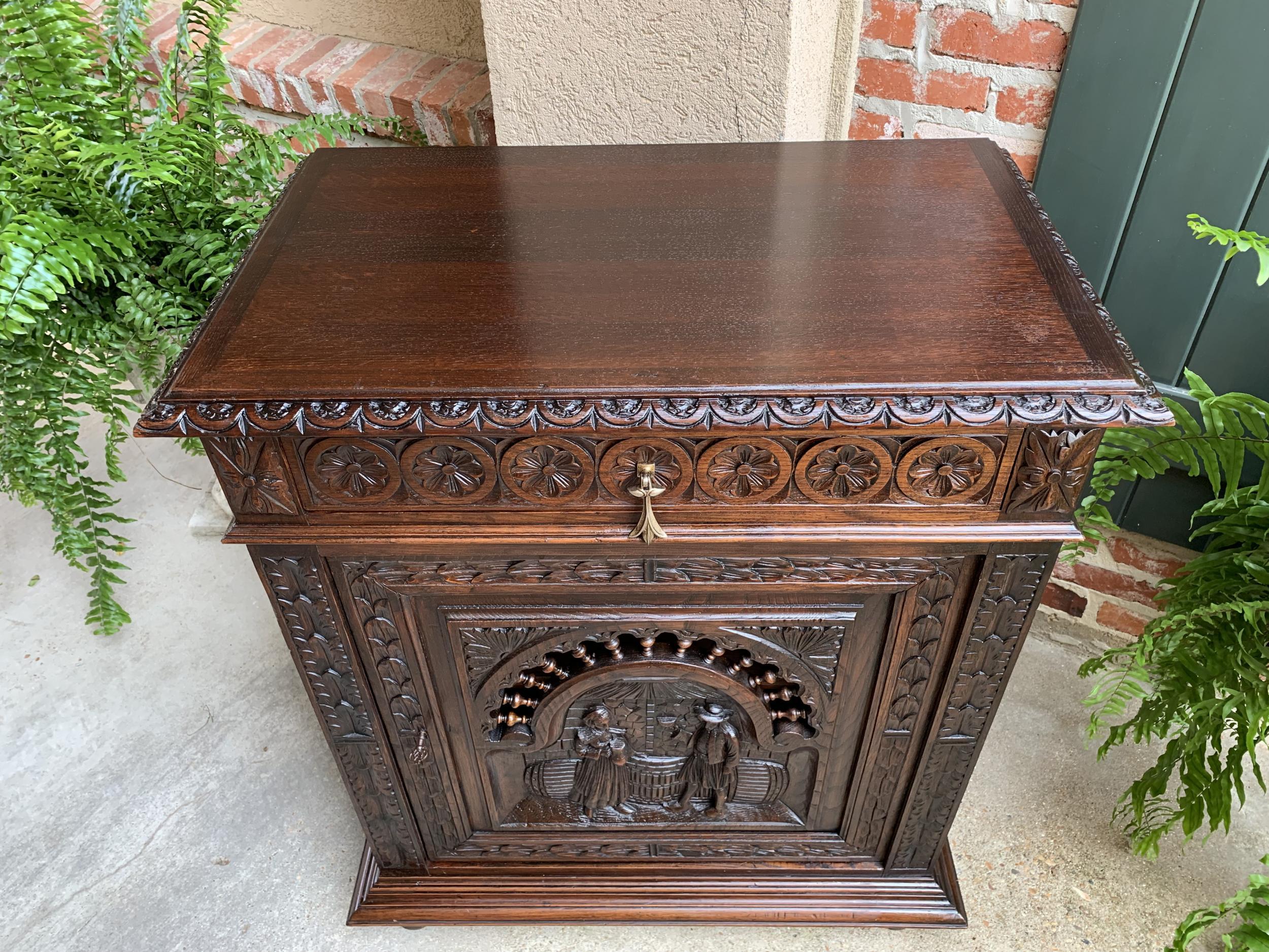 19th Century Antique French Carved Oak Confiturier Wine Cabinet Breton Brittany 2