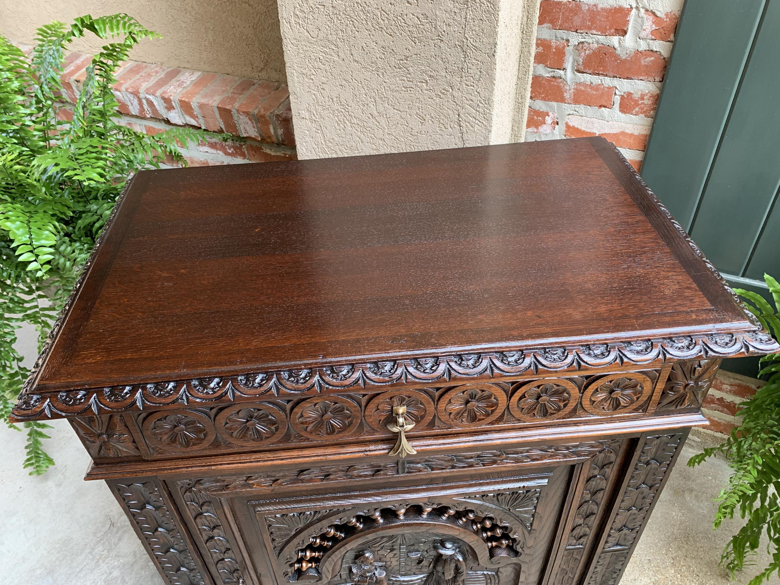 19th Century Antique French Carved Oak Confiturier Wine Cabinet Breton Brittany 5