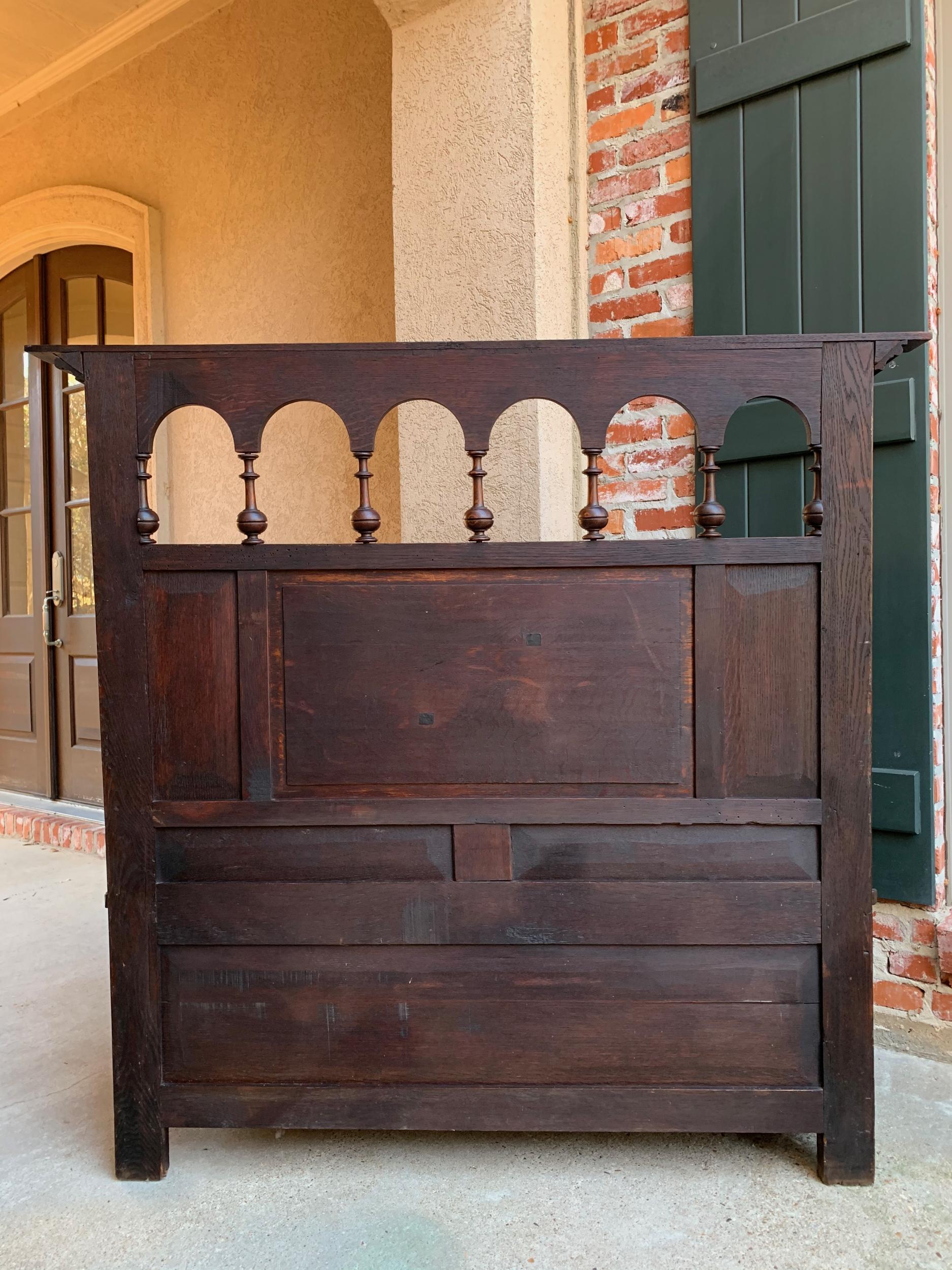 19th Century Antique French Carved Oak Hall Bench Brittany Breton Tall Pew Chest 7