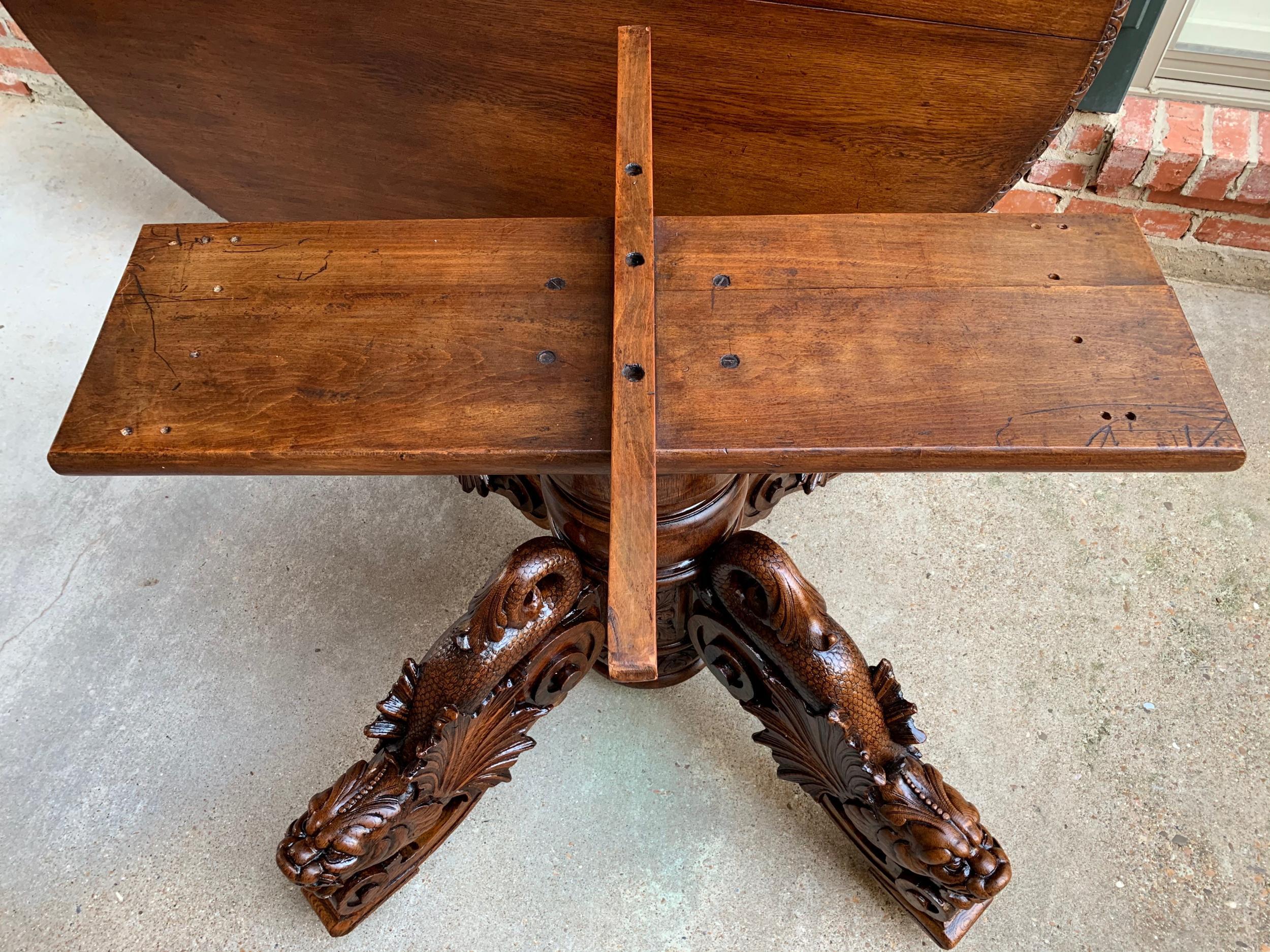 19th Century Antique French Carved Oak Oval Dining Table Renaissance Louis XIV 6