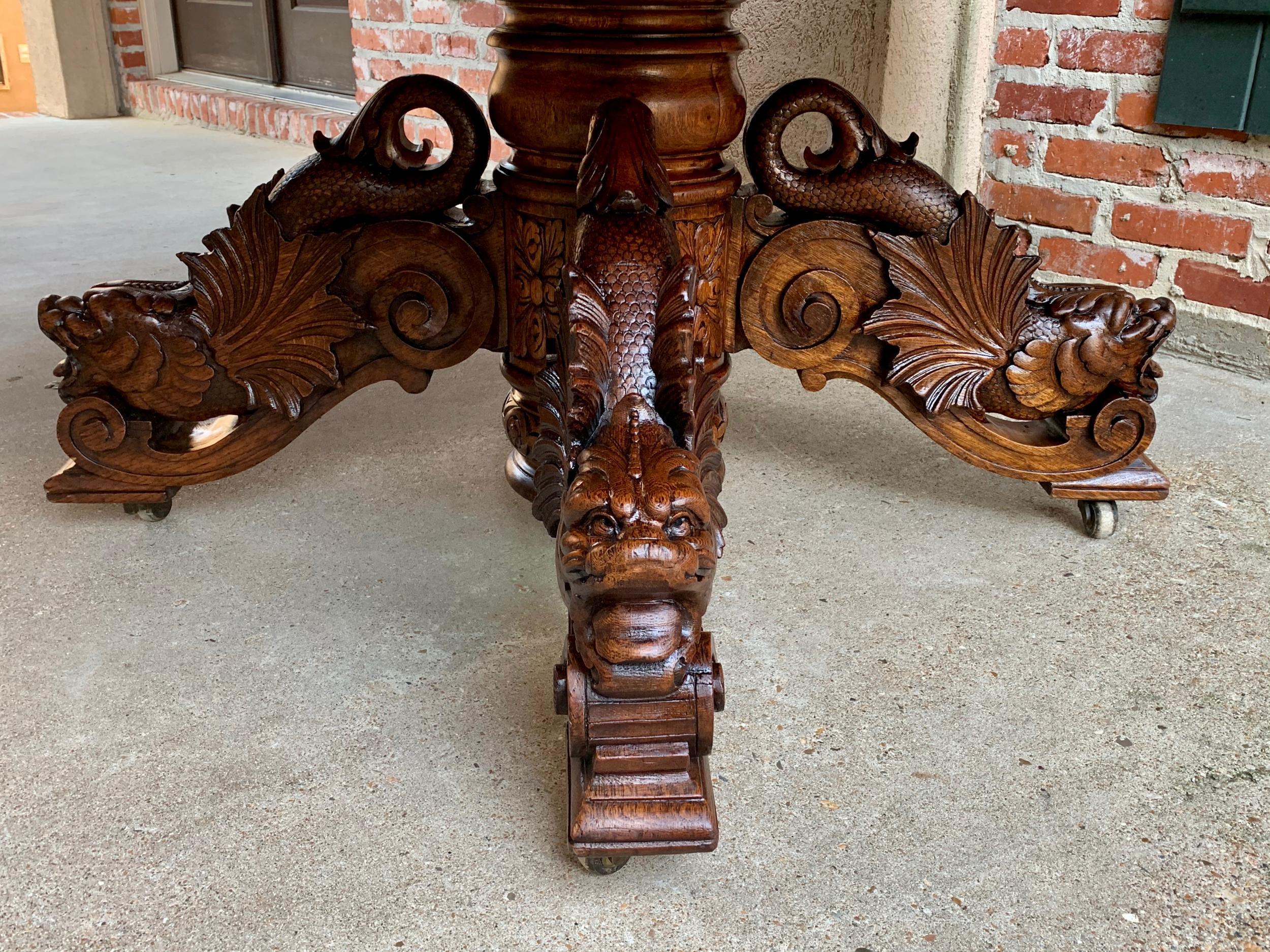 19th Century Antique French Carved Oak Oval Dining Table Renaissance Louis XIV 10