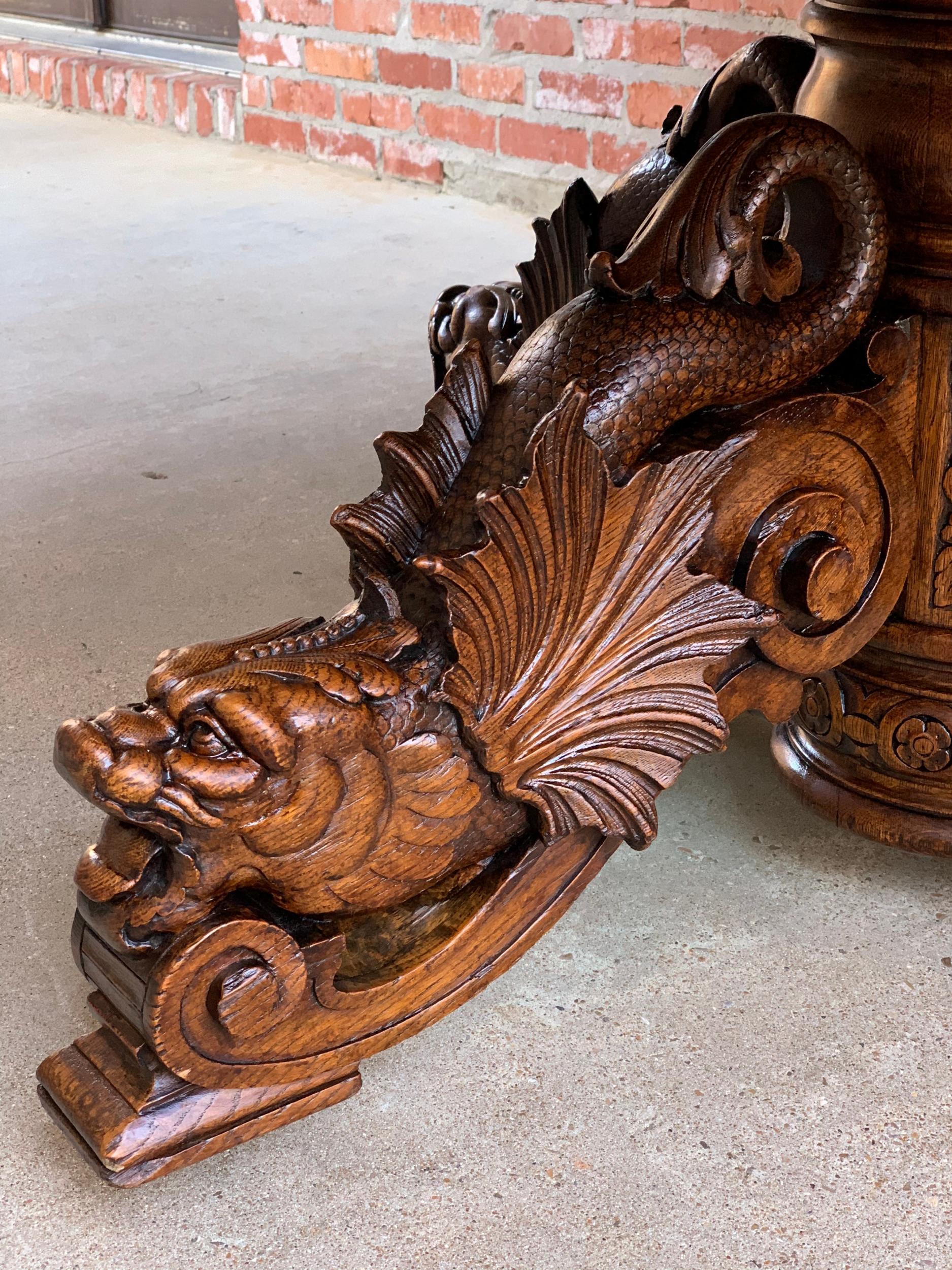 19th Century Antique French Carved Oak Oval Dining Table Renaissance Louis XIV 14