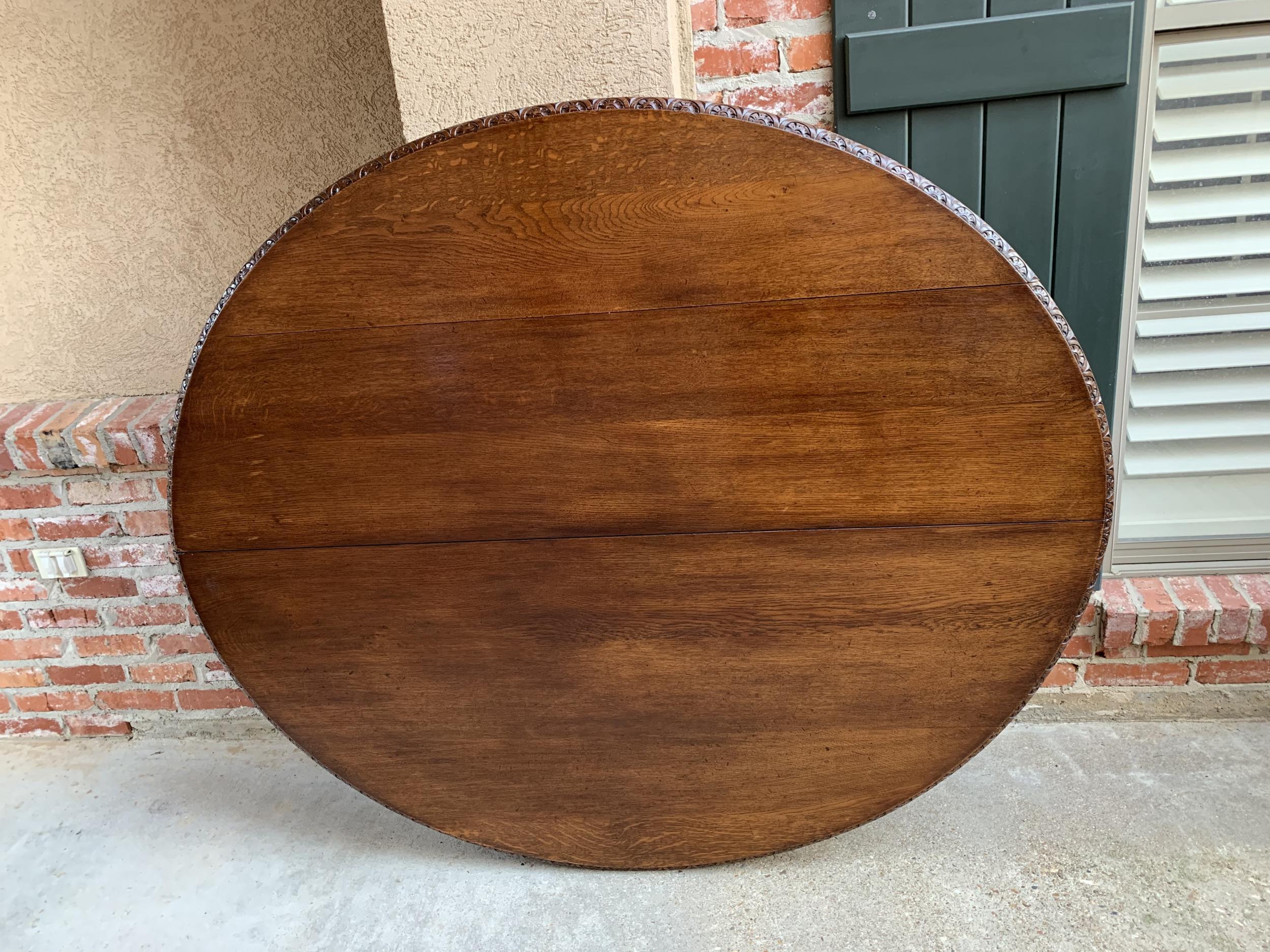 19th Century Antique French Carved Oak Oval Dining Table Renaissance Louis XIV 15