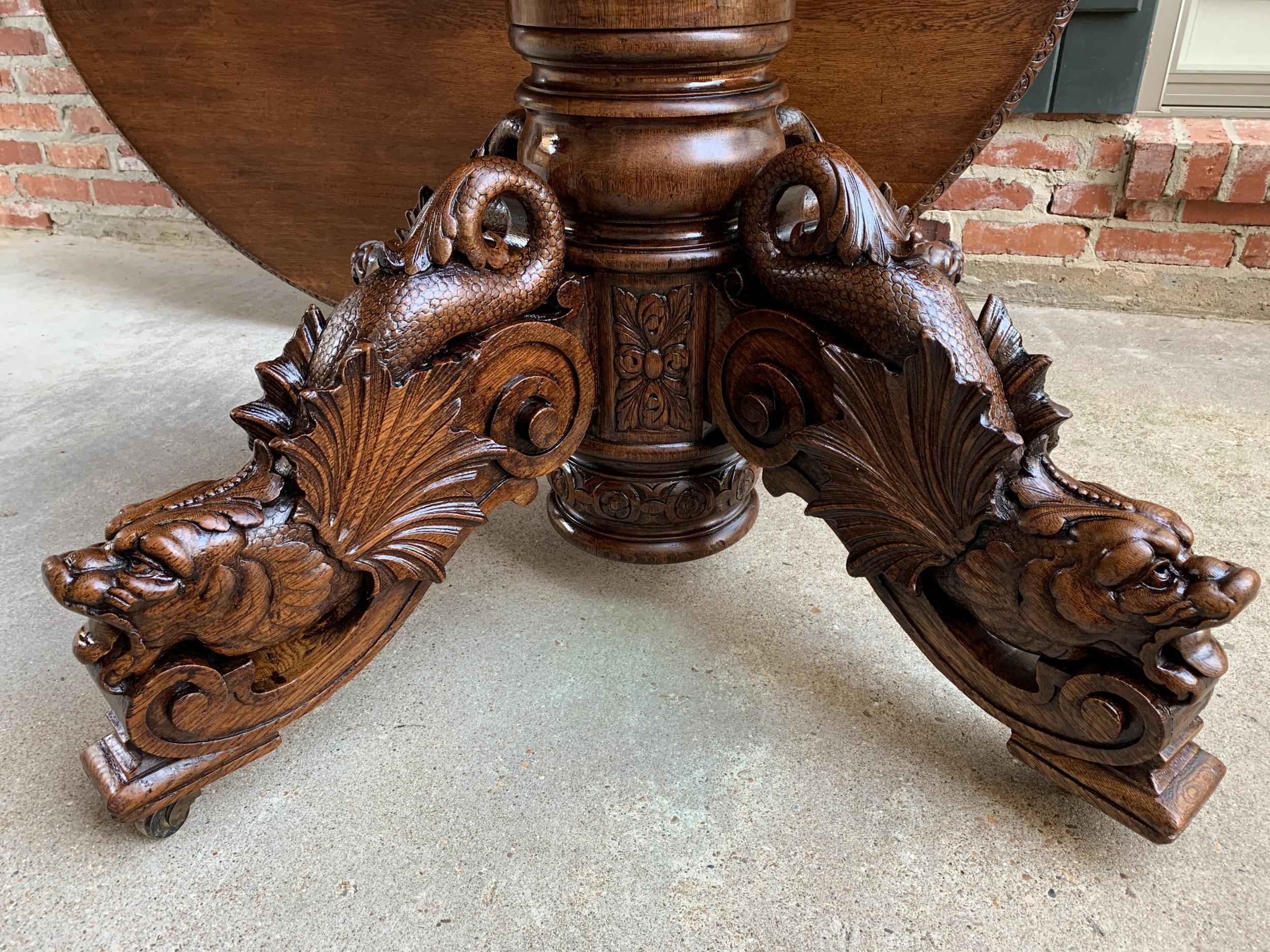 19th Century Antique French Carved Oak Oval Dining Table Renaissance Louis XIV 3
