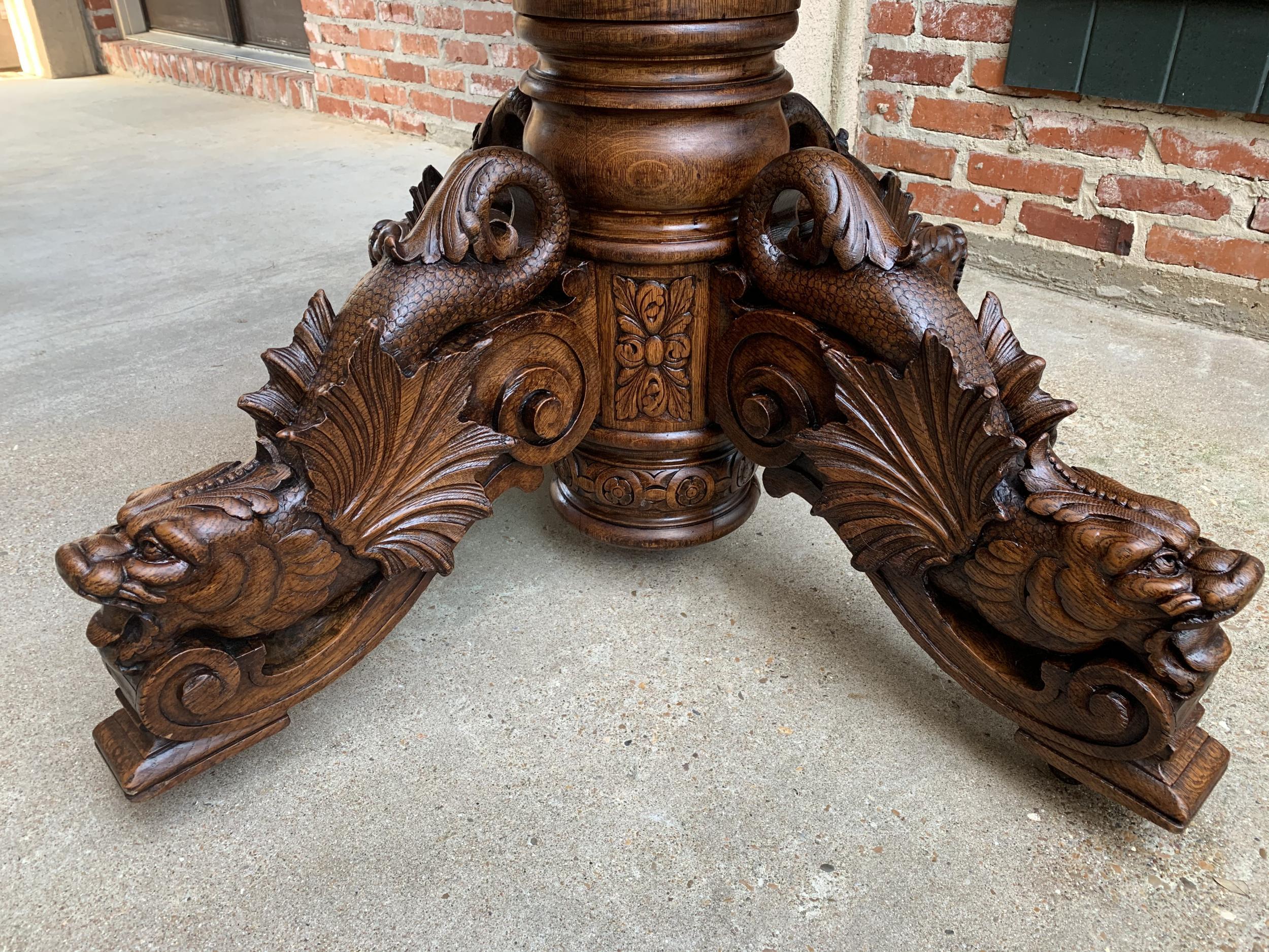 19th Century Antique French Carved Oak Oval Dining Table Renaissance Louis XIV 4
