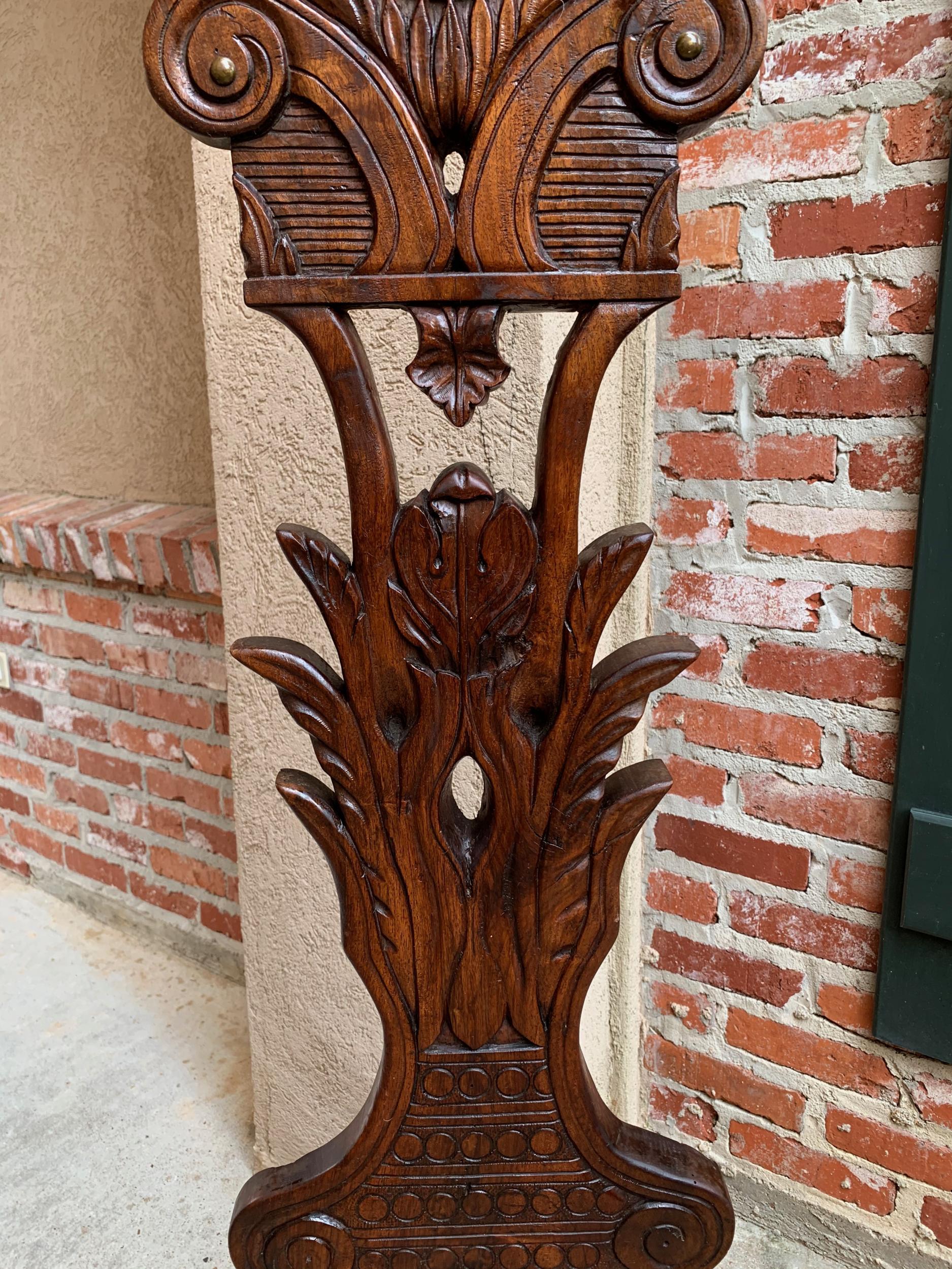 19th Century Antique French Carved Oak Standing Coat Hat Rack Umbrella Stand 11