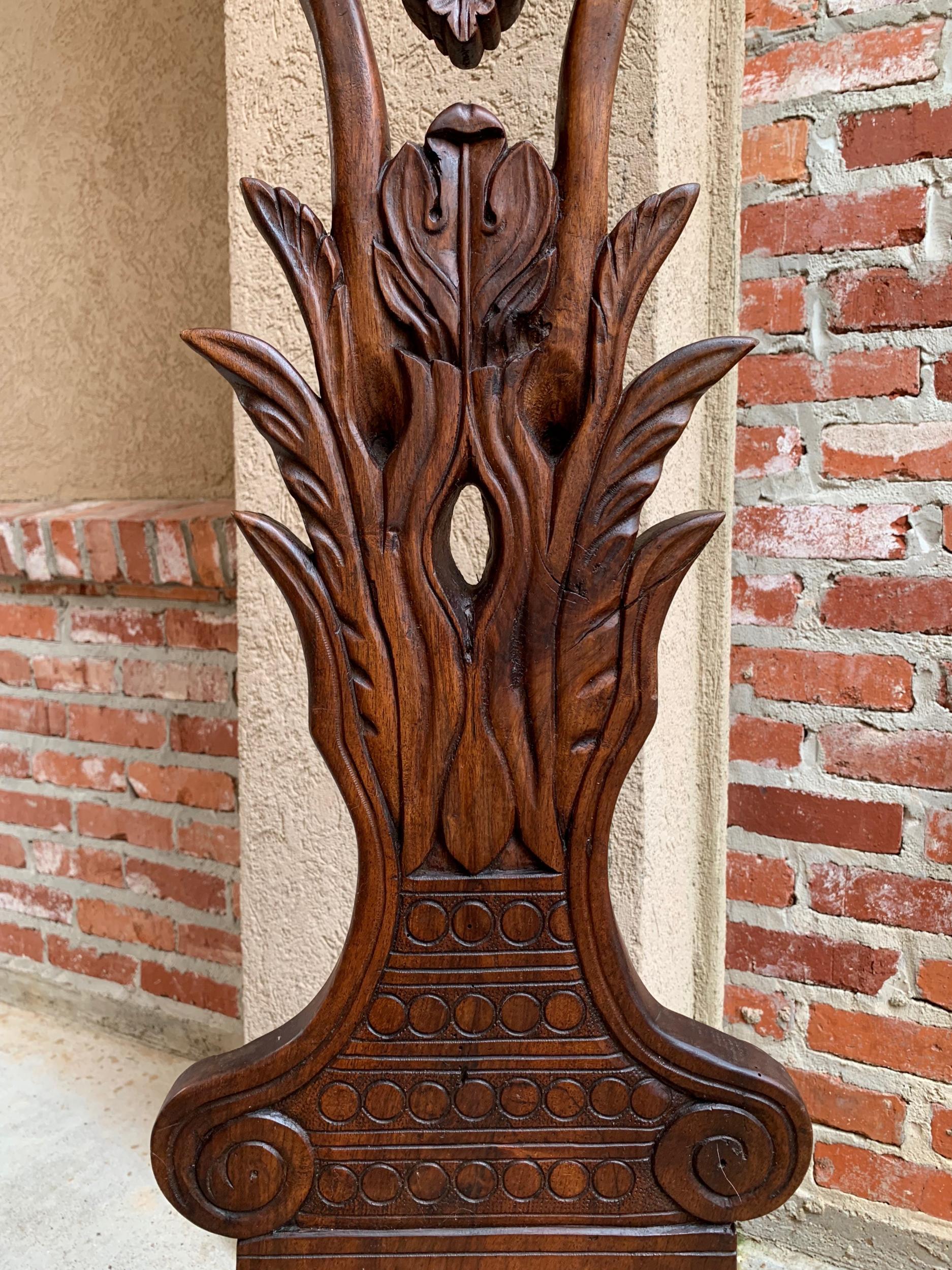 19th Century Antique French Carved Oak Standing Coat Hat Rack Umbrella Stand 1