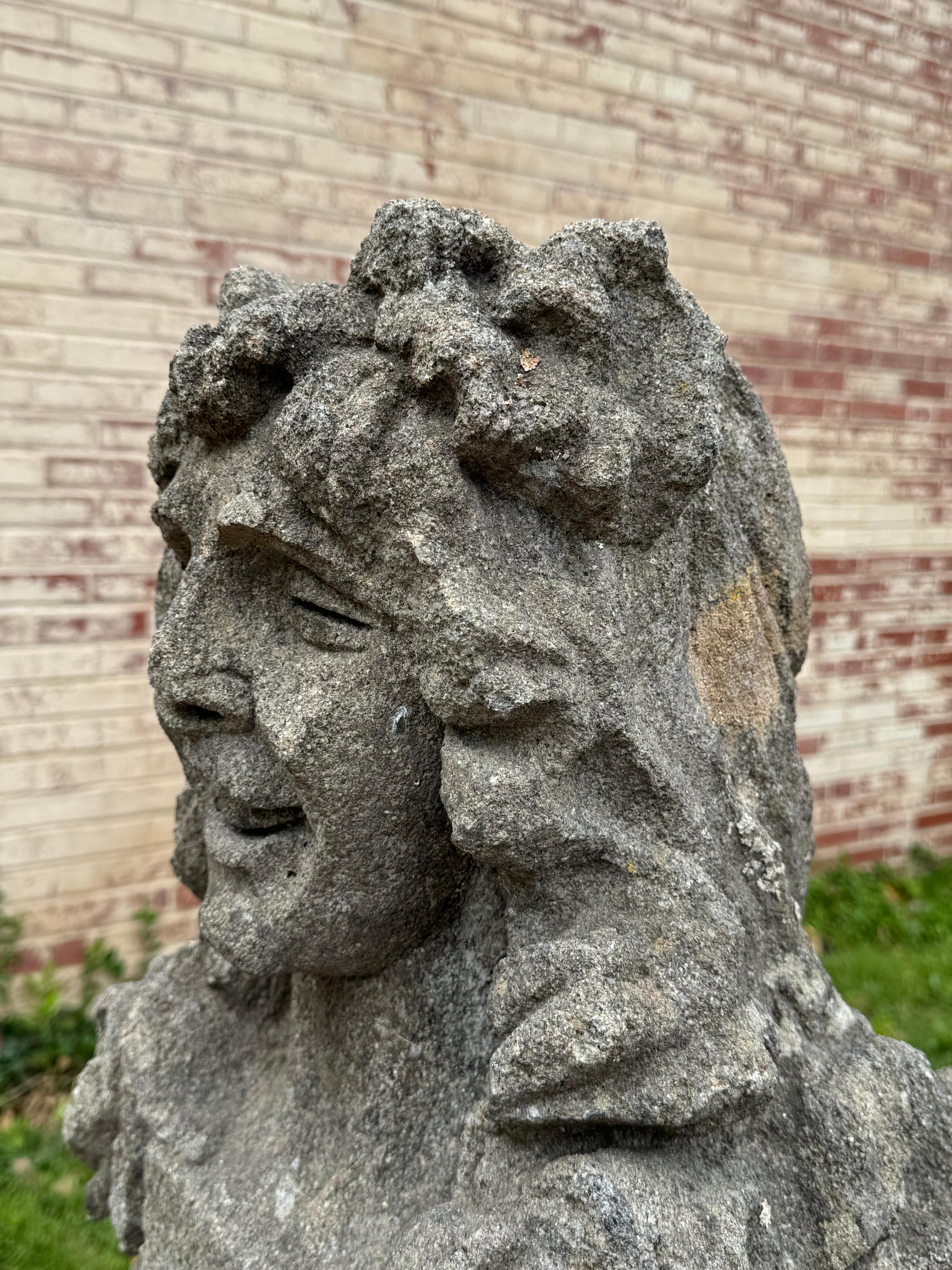 Siglo XIX Antique French Busto femenino tallado en piedra arenisca Escultura de jardín Estatua en venta 11