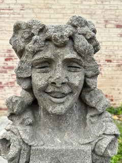 19th Century Antique French Carved Sandstone Female Bust Garden Statue Sculpture