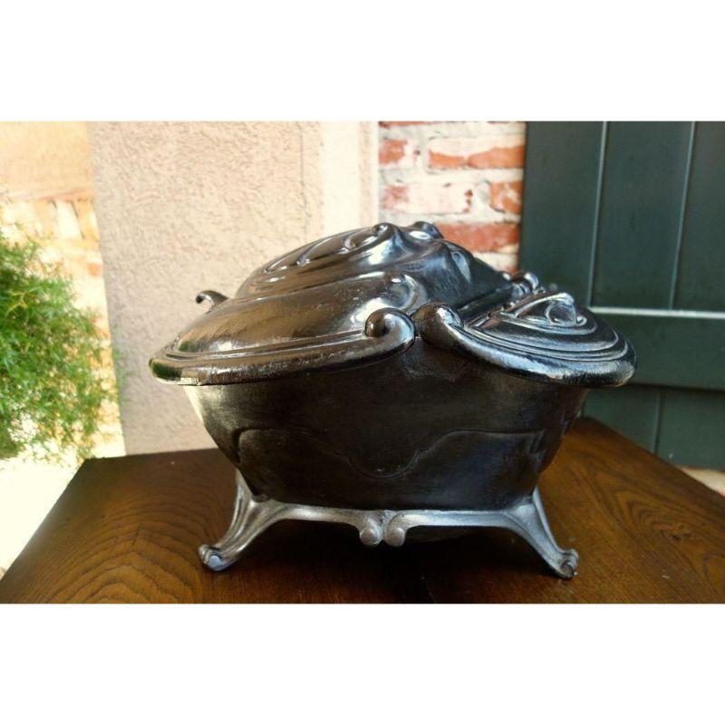 19th Century Antique French Cast Iron Fireplace Coal Hod Black Garden Planter 1