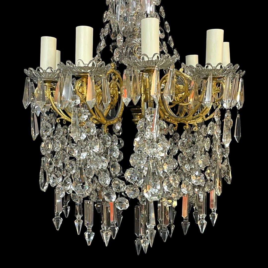 Brass 19th Century Antique French Chandelier  For Sale