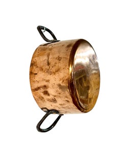 19th Century Antique French Copper Stock Pot with Iron Handles