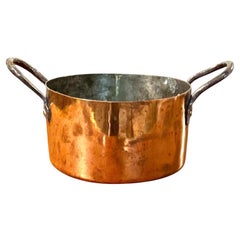 19th Century Antique French Copper Stock Pot with Iron Handles