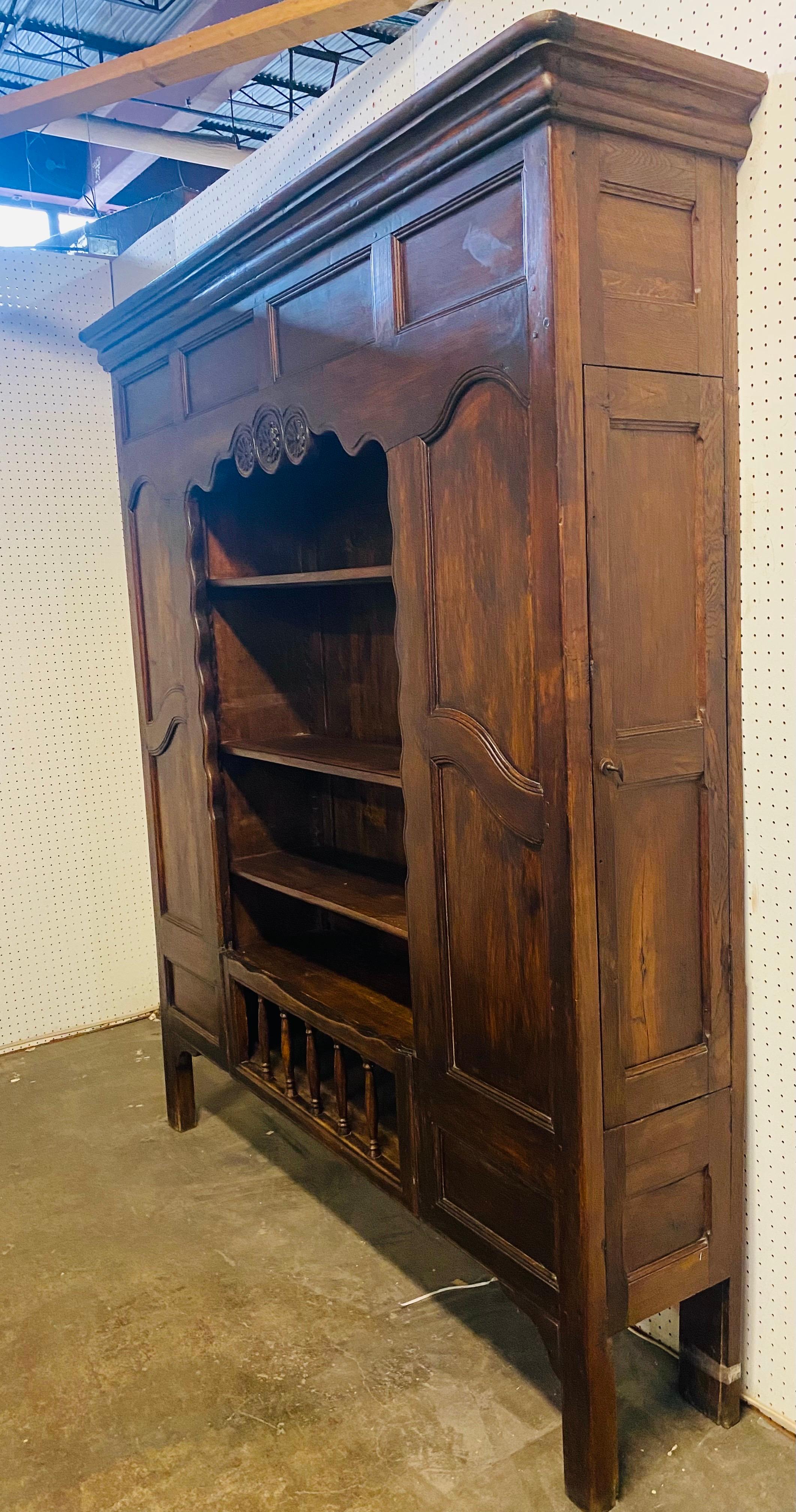 19th century antique French country hand carved cabinet For Sale 3