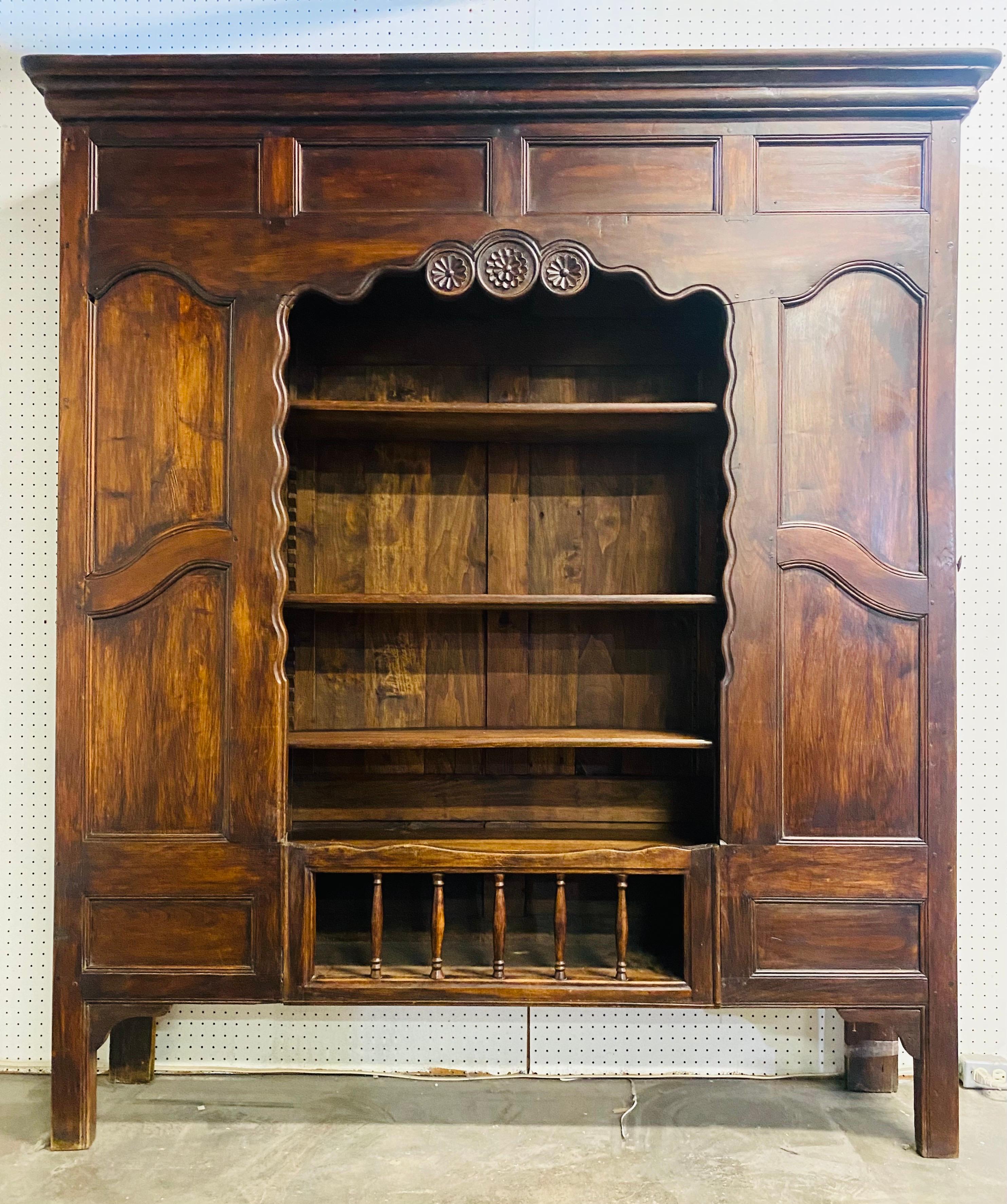 19th century antique French country hand carved cabinet For Sale 4