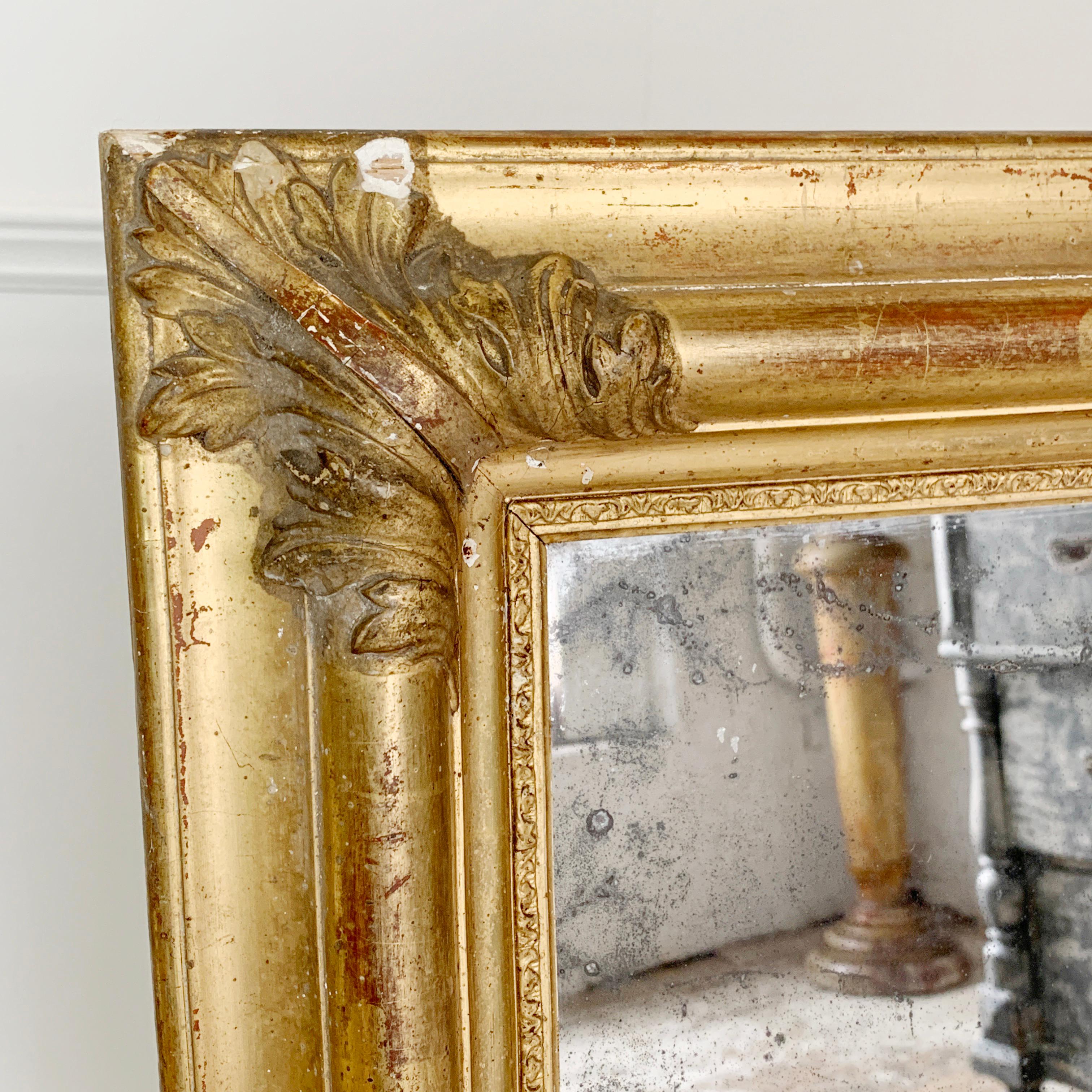 19th Century, Antique French Gold Mirror In Good Condition For Sale In Hastings, GB