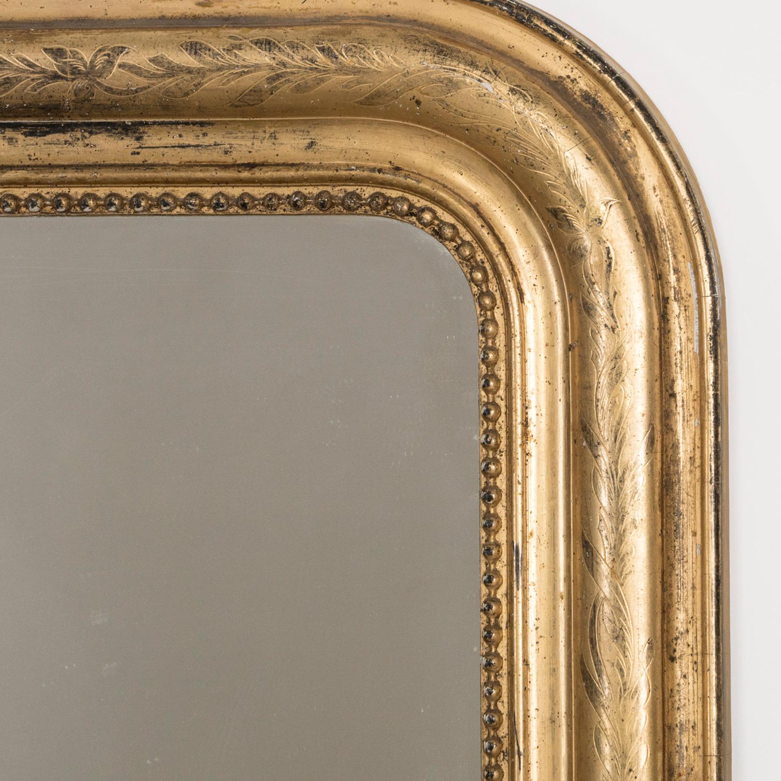 19th Century Antique French Gold Gilt Louis Philippe Mirror In Good Condition For Sale In AMSTERDAM, NH