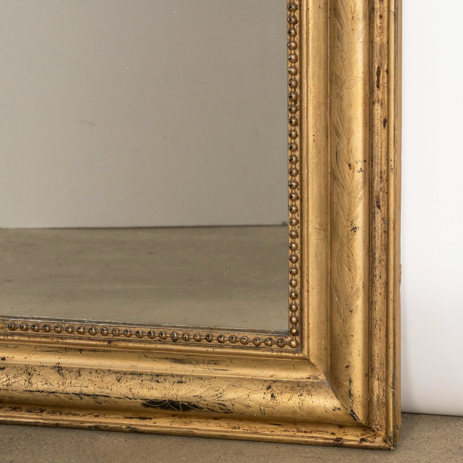 Mercury Glass 19th Century Antique French Gold Gilt Louis Philippe Mirror For Sale