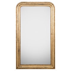 Miroir Louis Philippe français ancien du 19ème siècle en or doré
