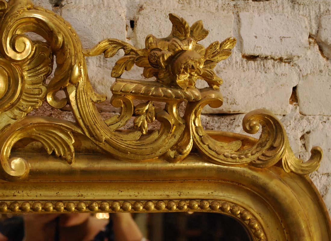 19th century antique French gold gilt Louis Philippe mirror with crest 5