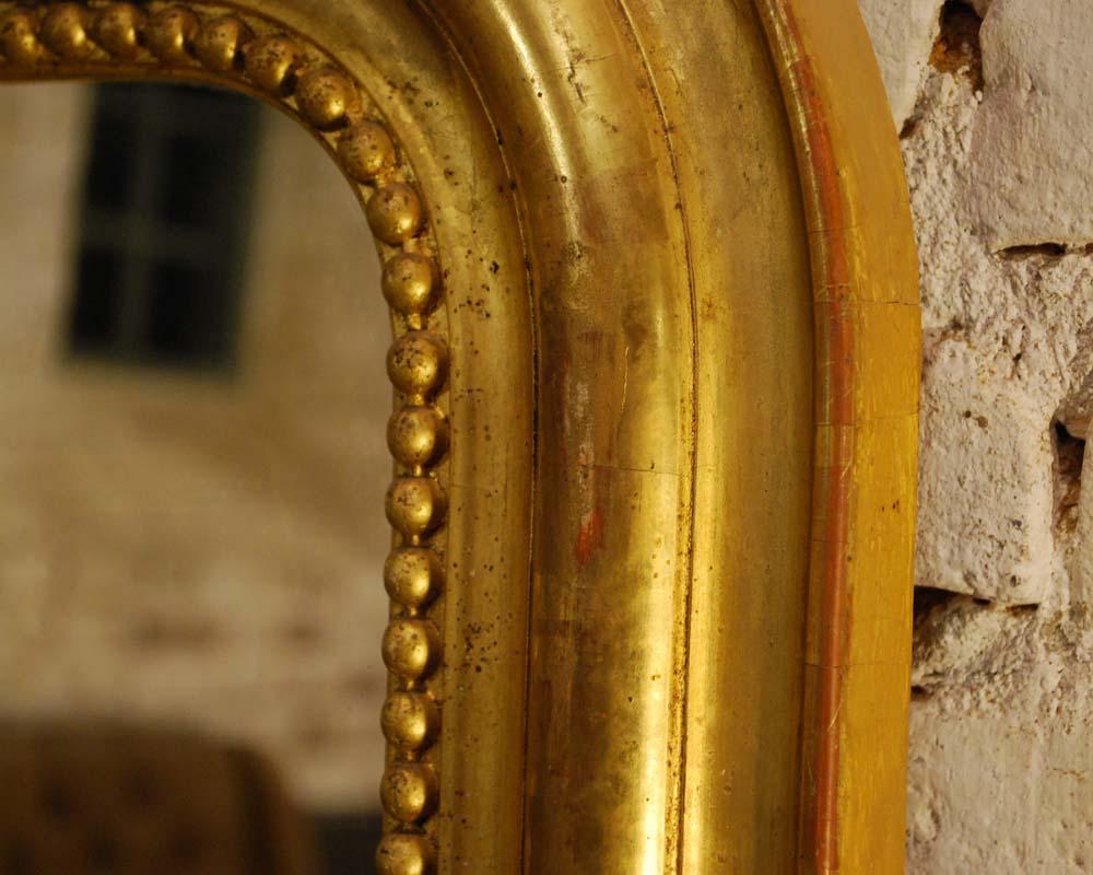 19th century antique French gold gilt Louis Philippe mirror with crest 8