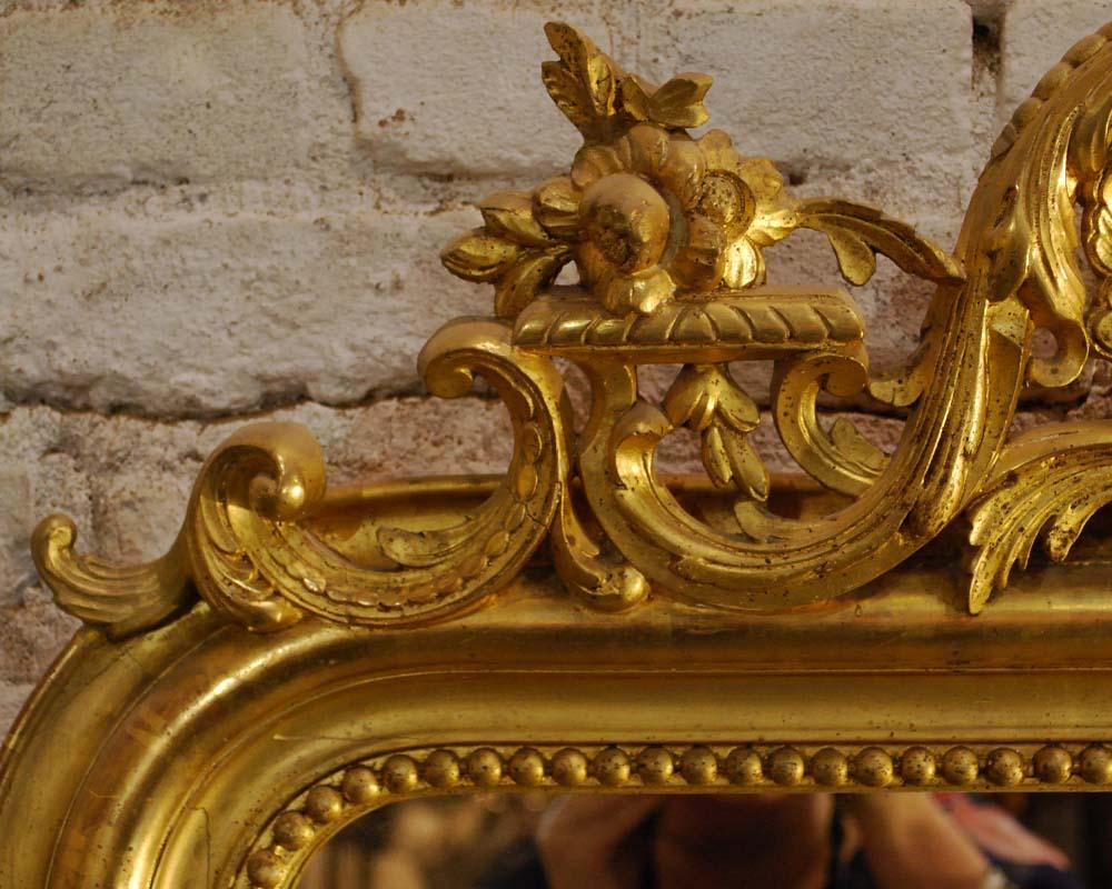 19th century antique French gold gilt Louis Philippe mirror with crest 4