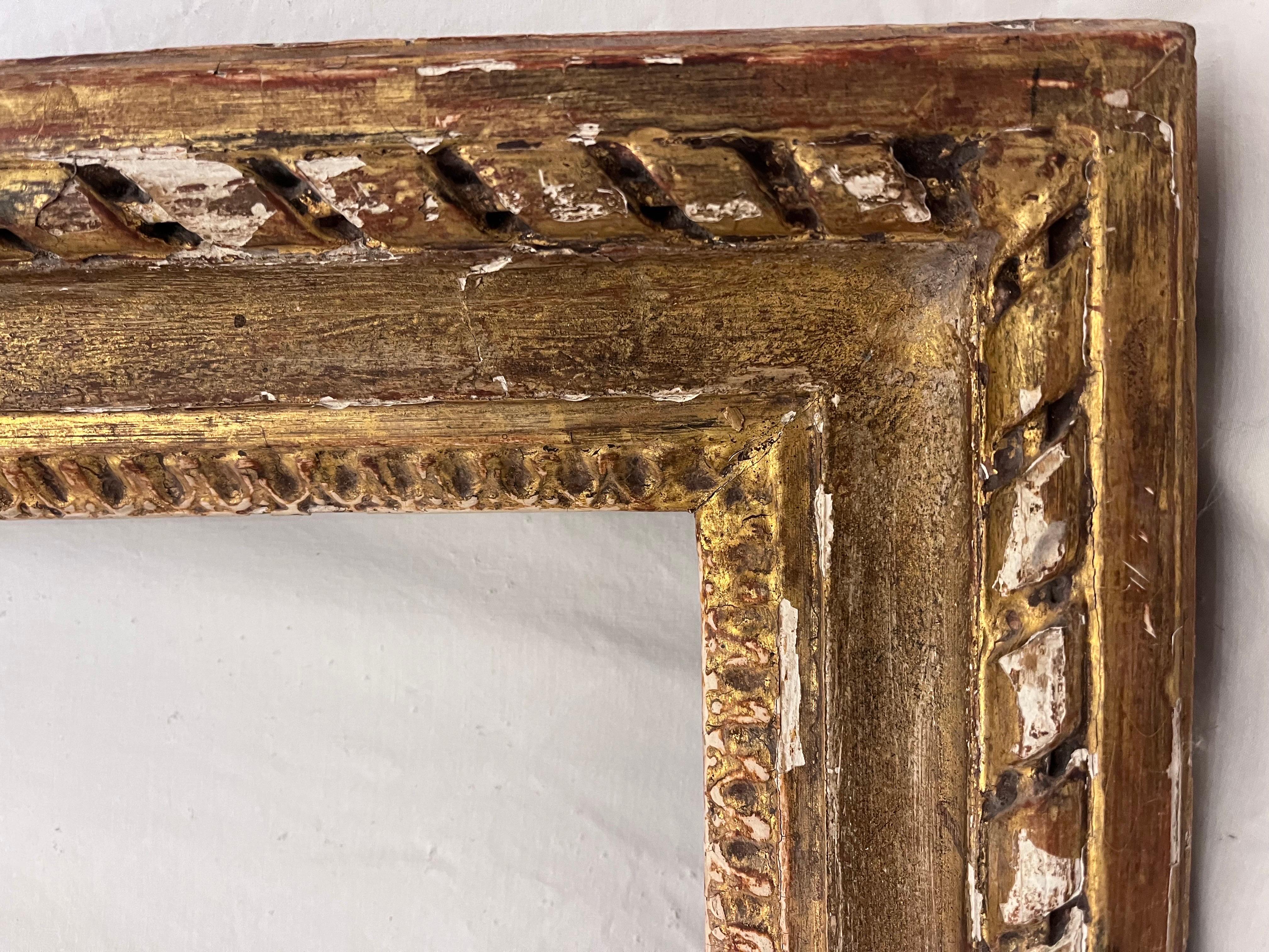 19th Century Antique French Gold Gilt Picture Frame 13 x 10 inch Circa 1880 In Distressed Condition In Atlanta, GA