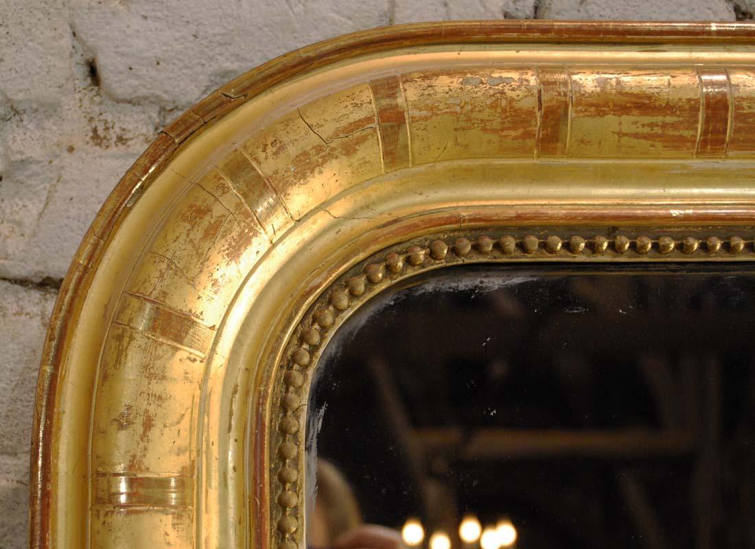 Gesso 19th century antique French gold leaf gilt Louis Philippe mirror
