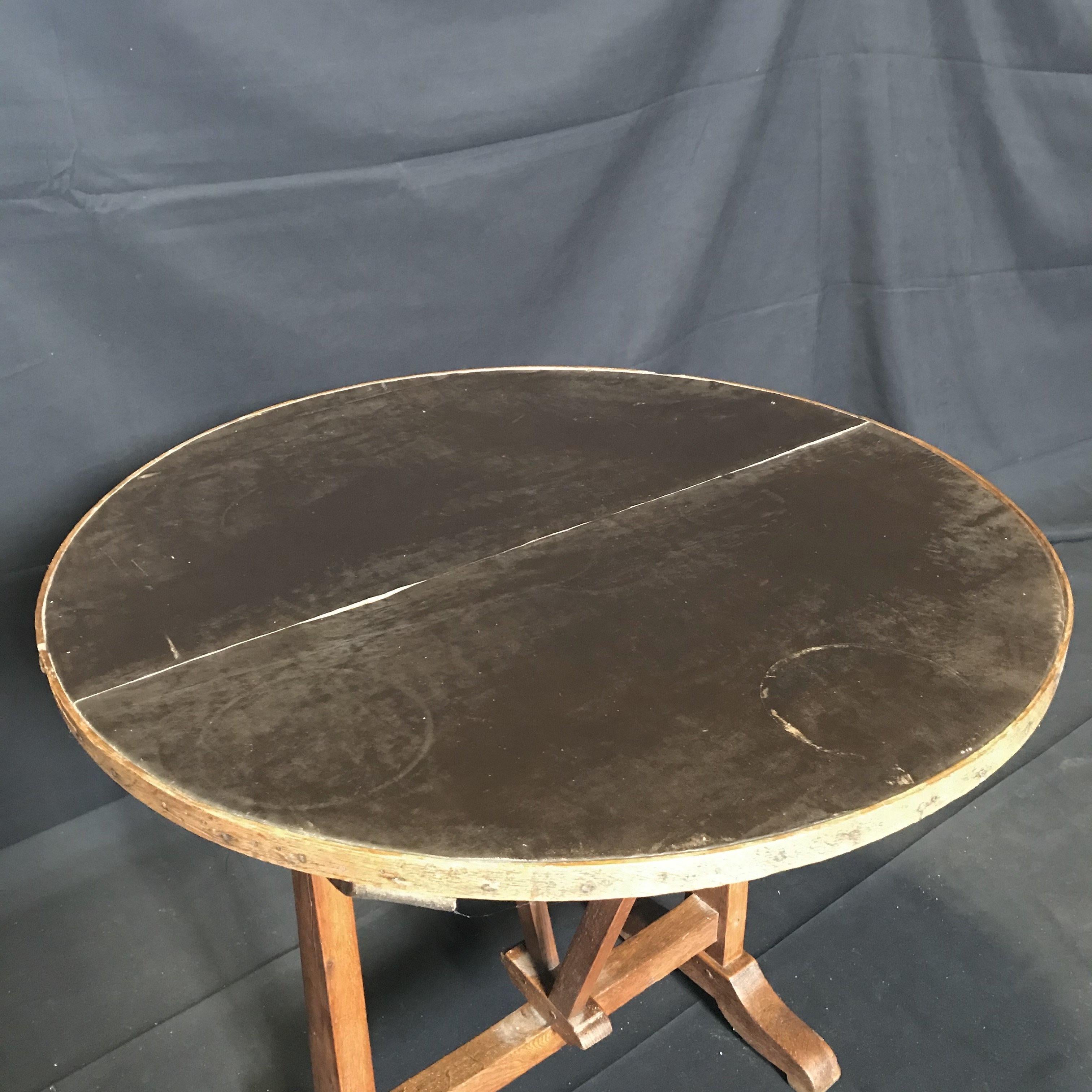 19th Century Antique French Leather Top Wine Tasting and Dining Table In Good Condition In Hopewell, NJ