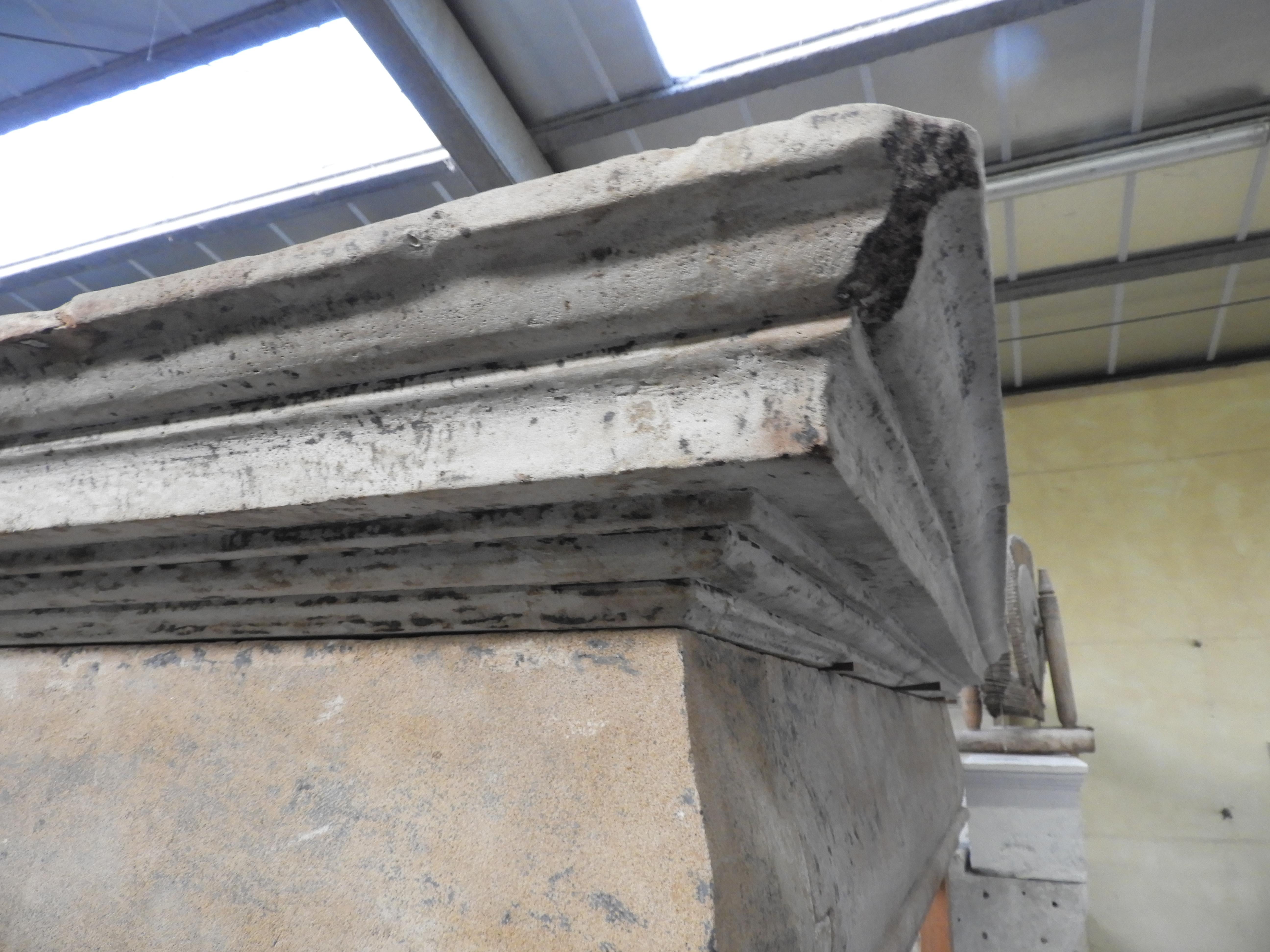 19th Century Antique French Limestone Fireplace with Curved Front 3