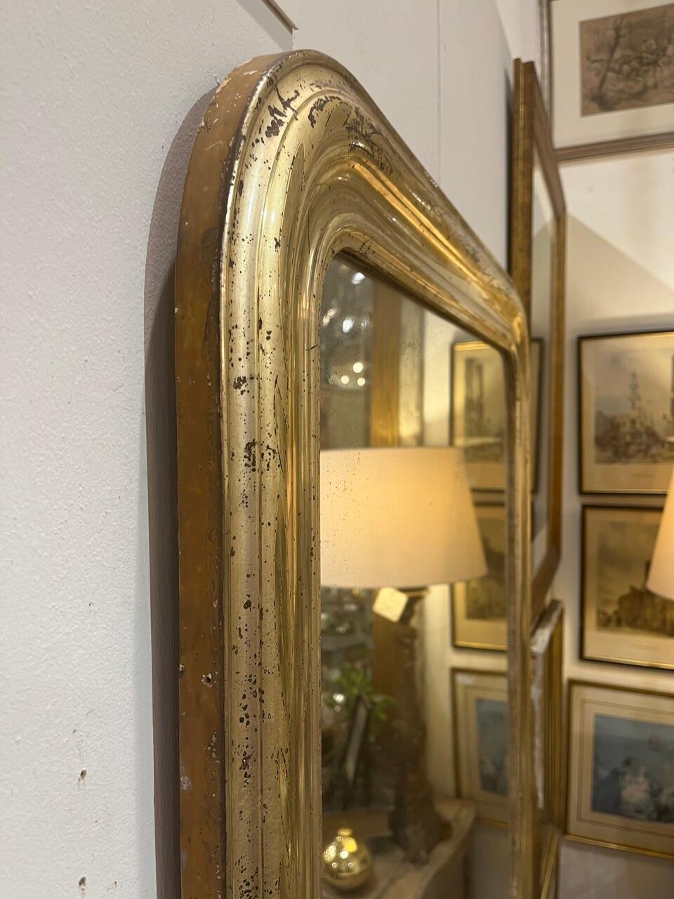 19th Century Antique French Louis Philippe Gilt Wall Mirror For Sale 1