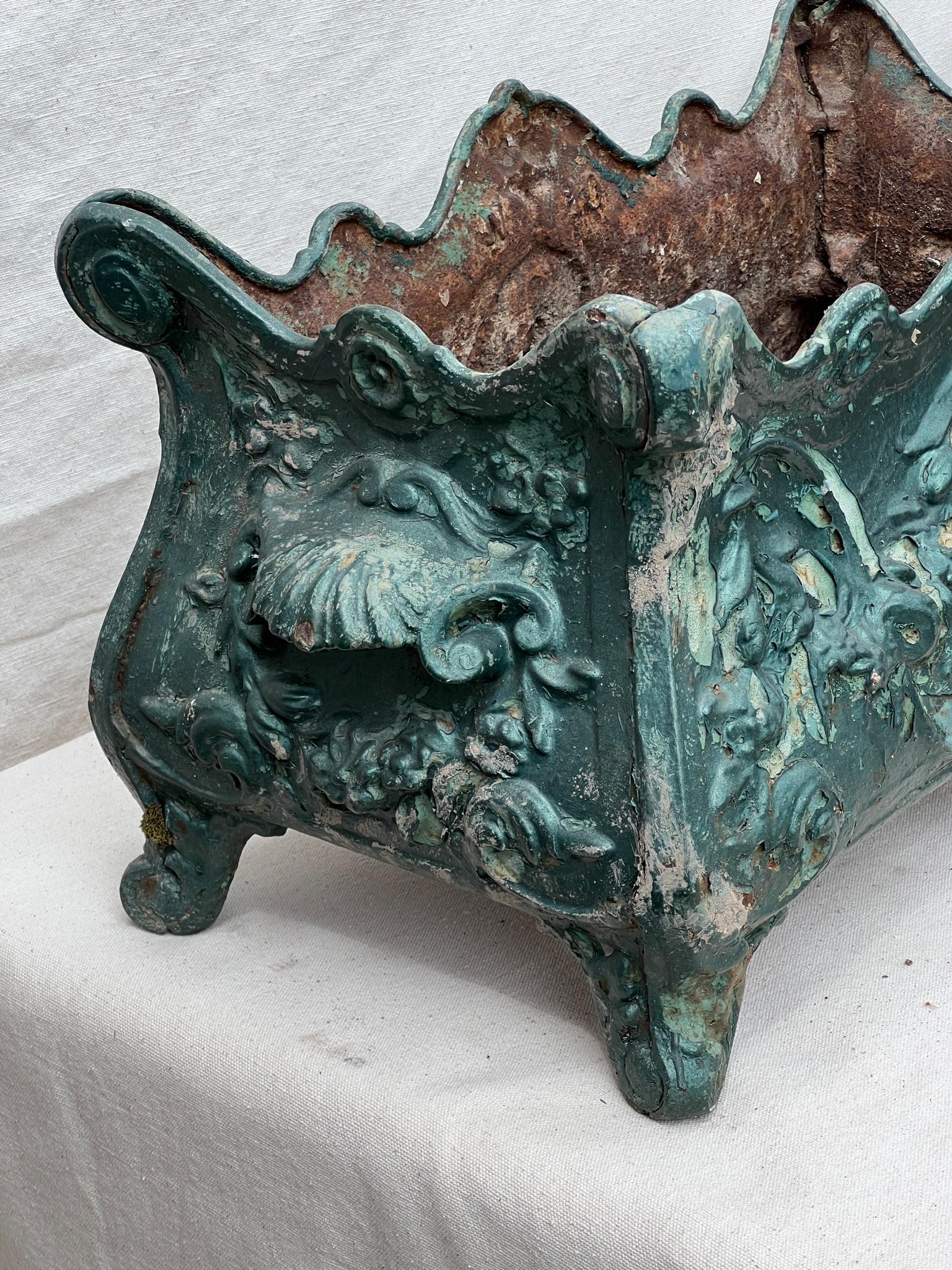 Hand-Crafted 19th Century Antique French Louis Philippe Style Cast Iron Jardiniere Planter  For Sale