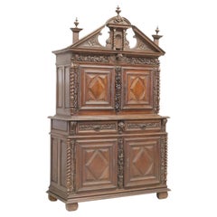 19th Century Antique French Louis XIII Style, Geometric, Carved Sideboard!