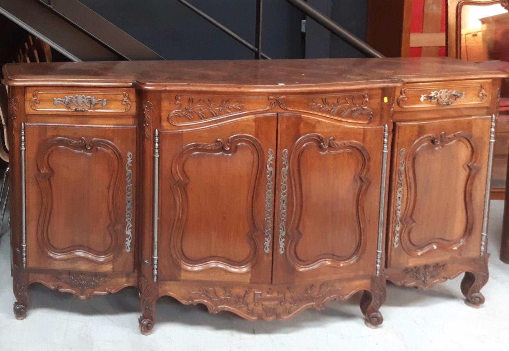 19th Century Antique French Louis XV Style Buffet with Four Doors, circa 1890 In Good Condition In Sofia, BG