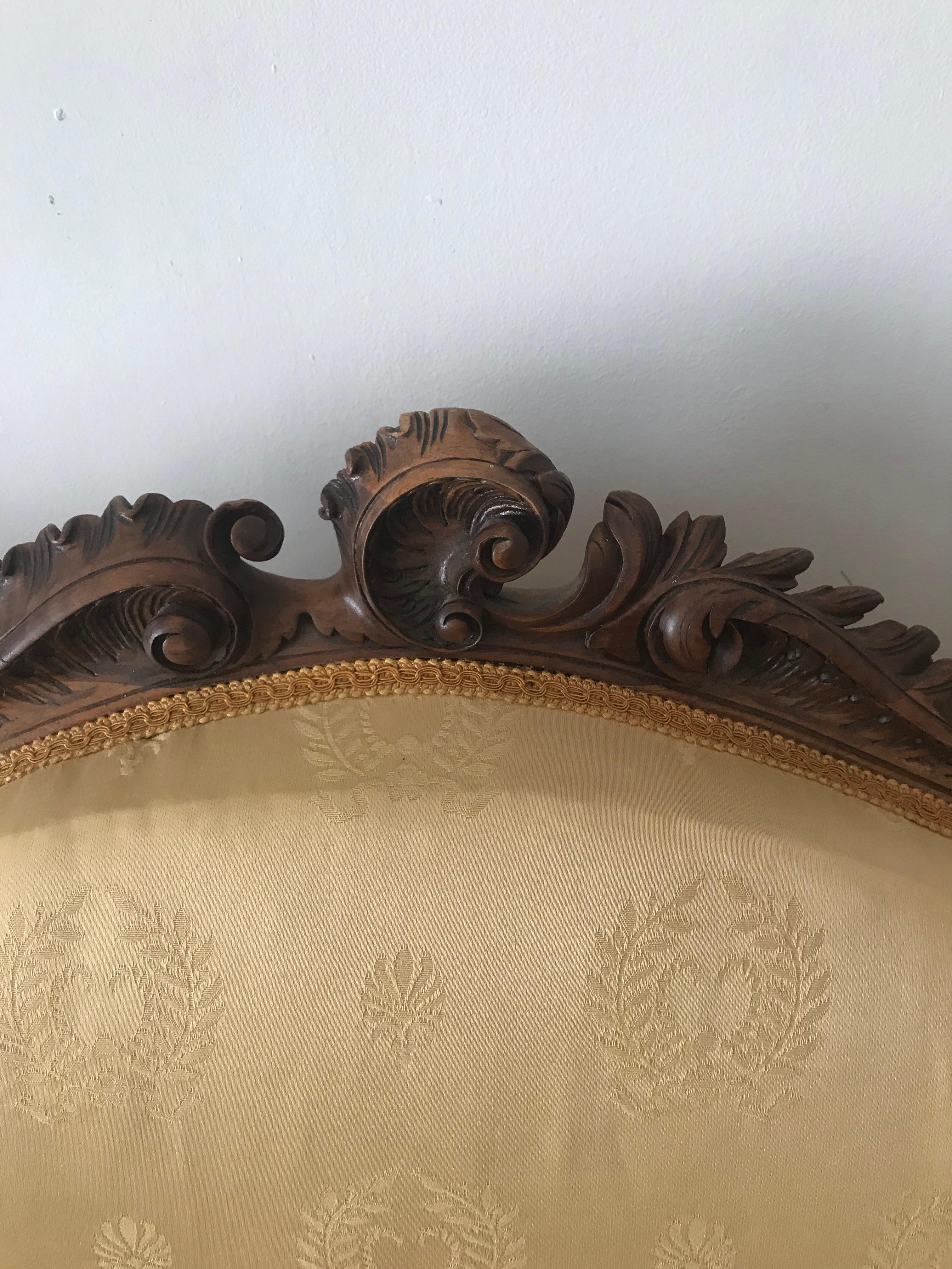 Mid-19th Century 19th Century Antique French Louis XVI Sofa Settee Carved Walnut For Sale