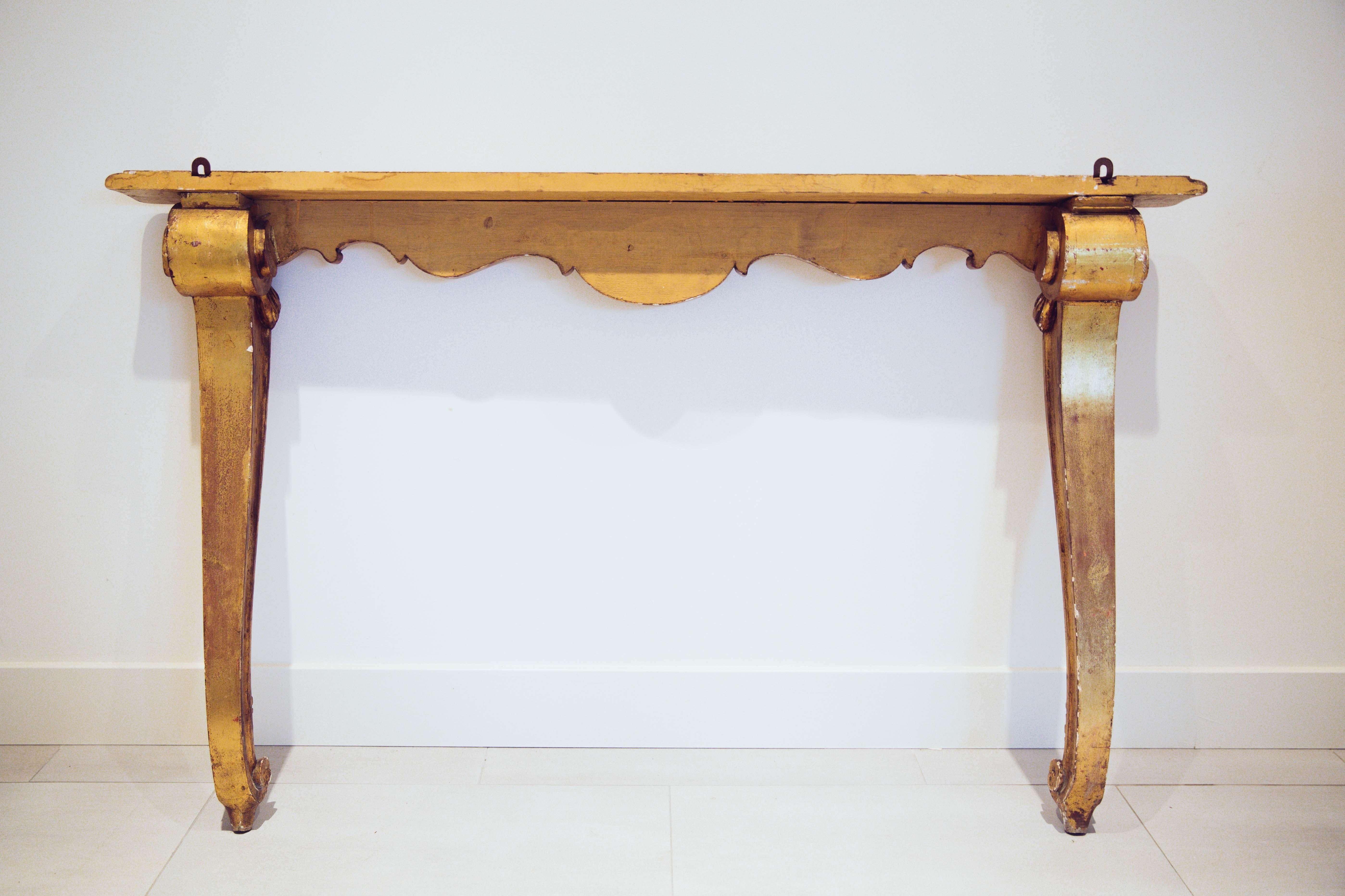 19th Century Antique French Louis XVI Style Gilded Console Table For Sale 6