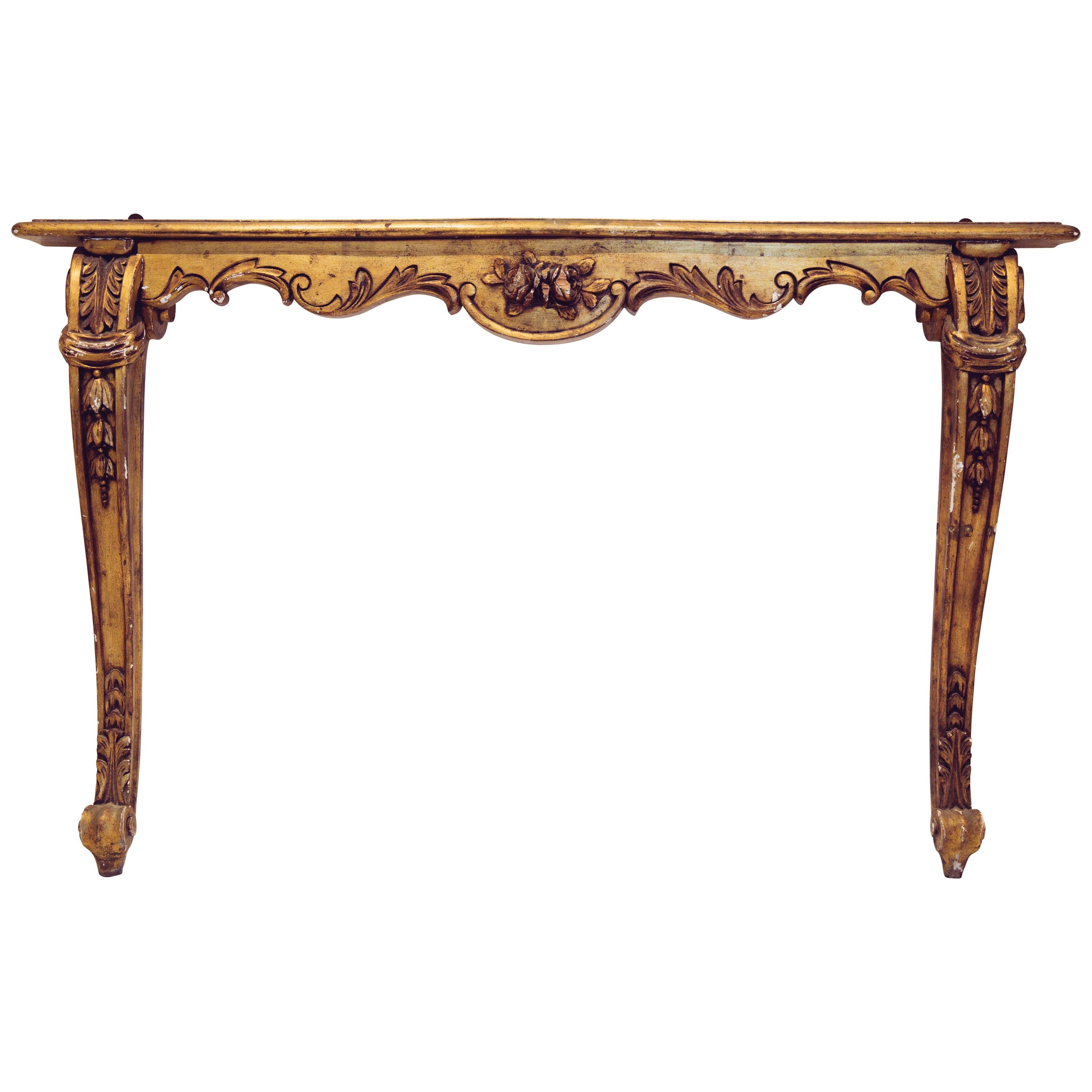 19th Century Antique French Louis XVI Style Gilded Console Table For Sale