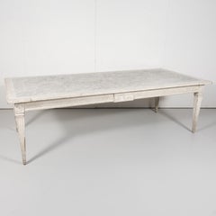 19th Century Antique French Louis XVI Style Painted Farm Table with Faux Marble