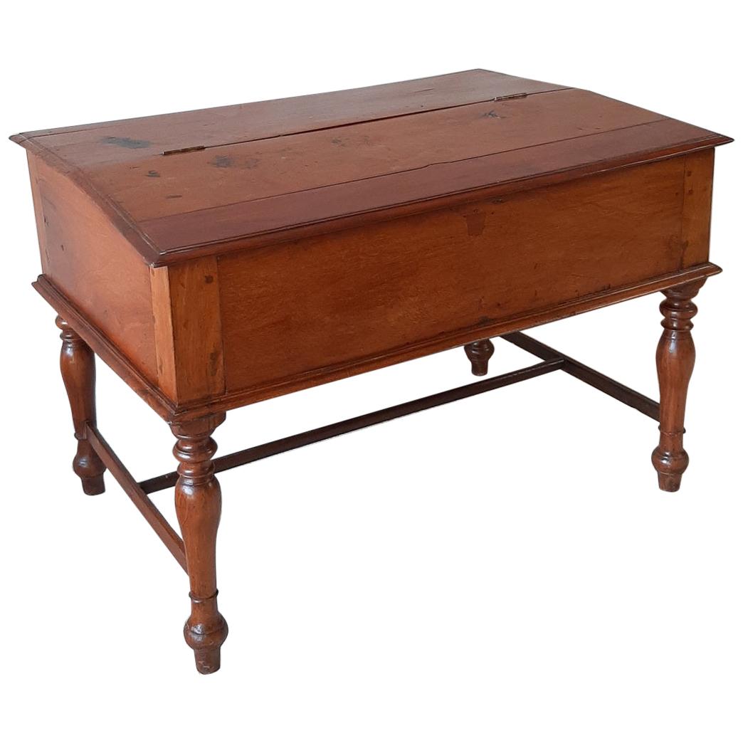 19th Century Antique French Mahogany Wooden Childrens Lift Top Writing Desk For Sale