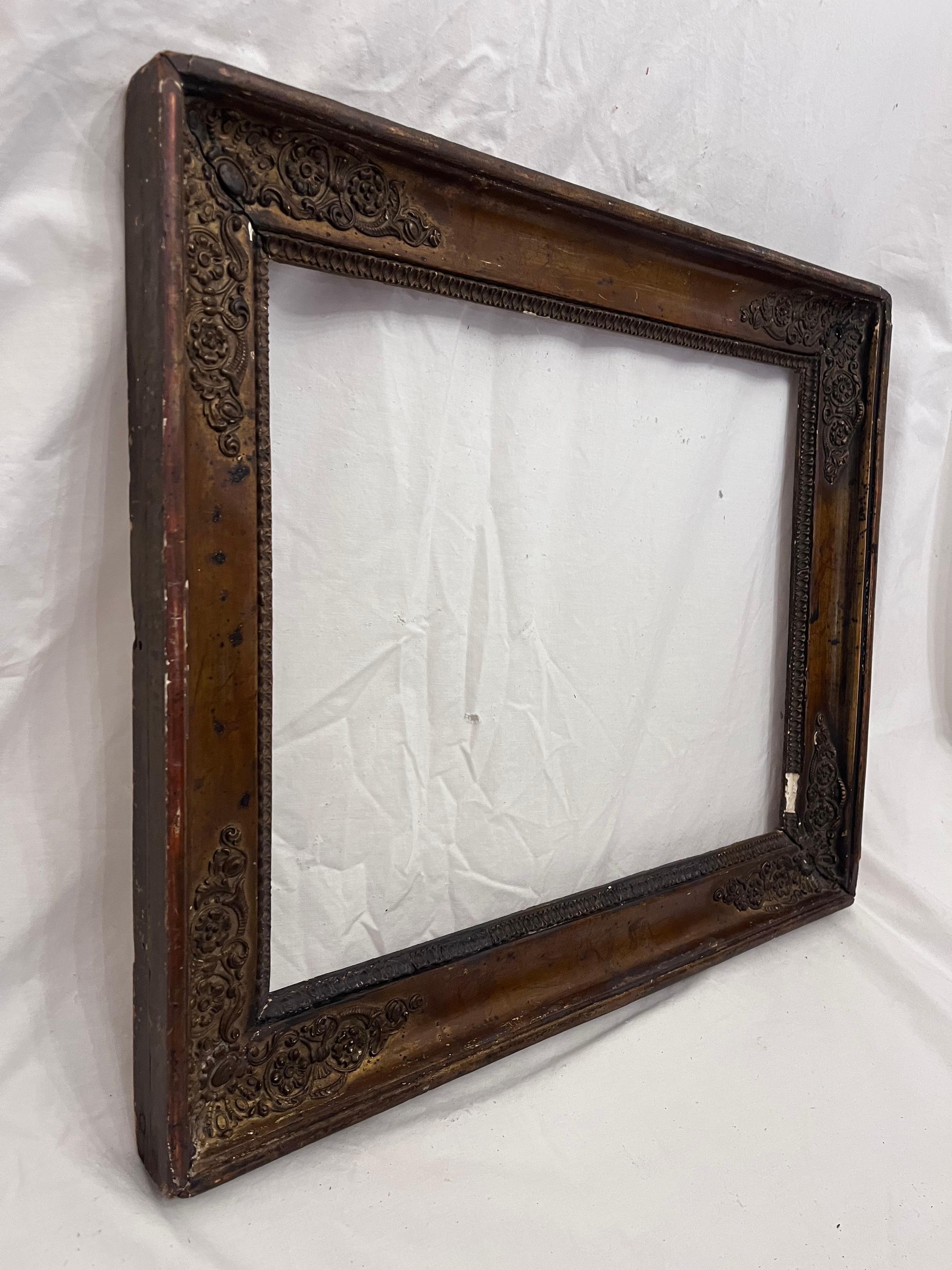 19th Century Antique French Neoclassical Style Drawing Picture Frame 15 x 12 In Fair Condition For Sale In Atlanta, GA