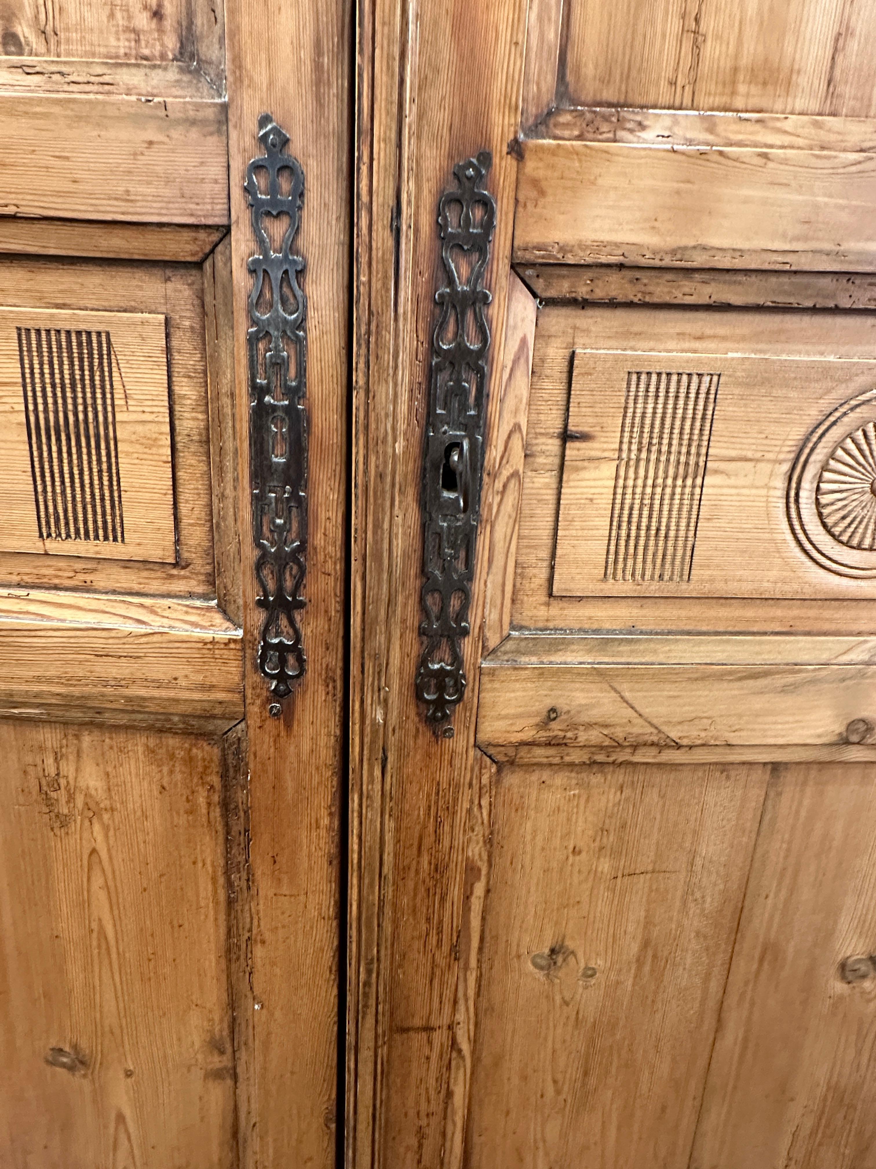 Hand-Crafted Antique Pine Armoire, 19th Century French For Sale